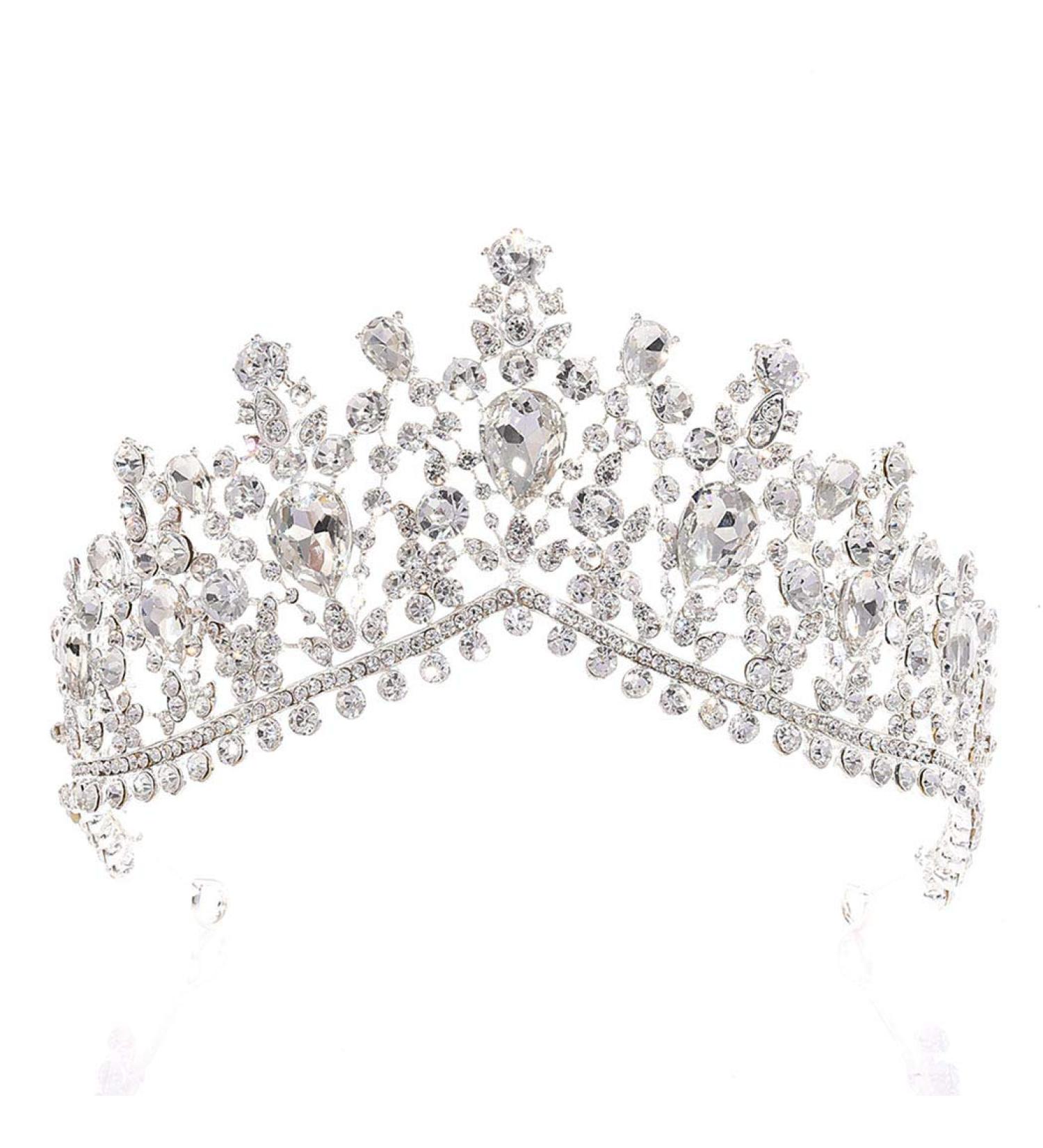 Tgirls Baroque Bridal Wedding Crown Princess Tiara Rhinestone Headband - Silver - Buy Online on SooperMarket.com
