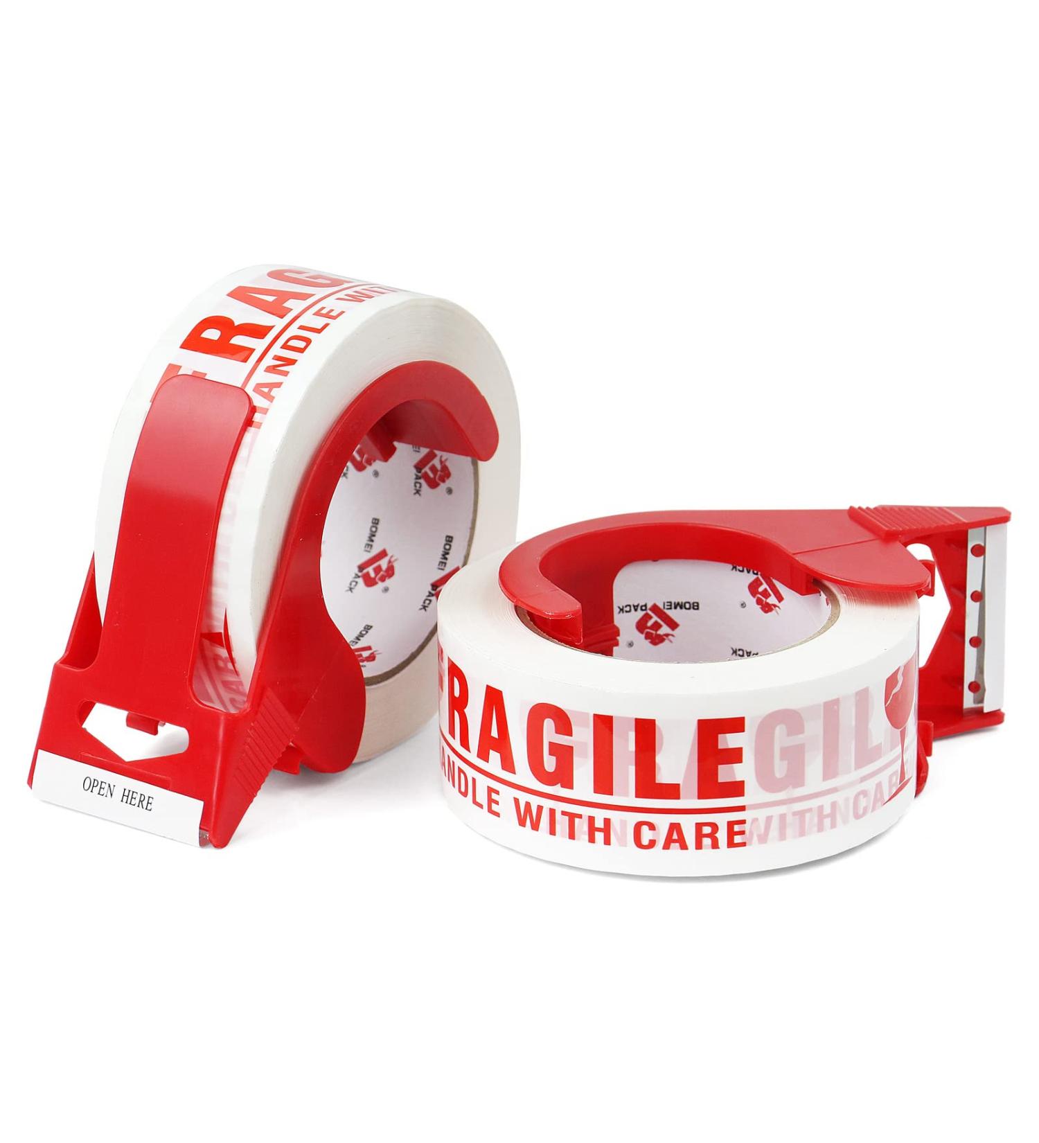 BOMEI PACK 2 Pack Fragile Tape- Handle with Care Packing Printing Tape - 110 Yards Heavy Duty Tape for Moving Box - Shipping Tape with Dispenser - 2 Inch x 330 Feet - Buy Online on SooperMarket.com
