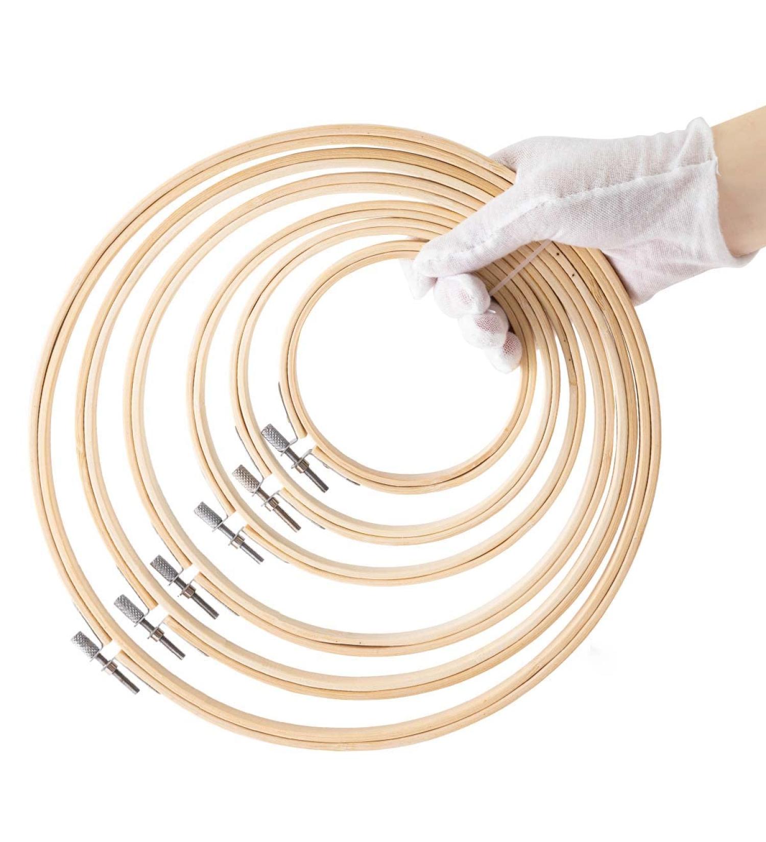 6PCS Matchne Bamboo Embroidery Hoops - 4 to 10 Inch Sizes - Easy Tighten/Loosen - Cross Stitch & Needlework Supplies - Crafts - Buy Online on SooperMarket.com