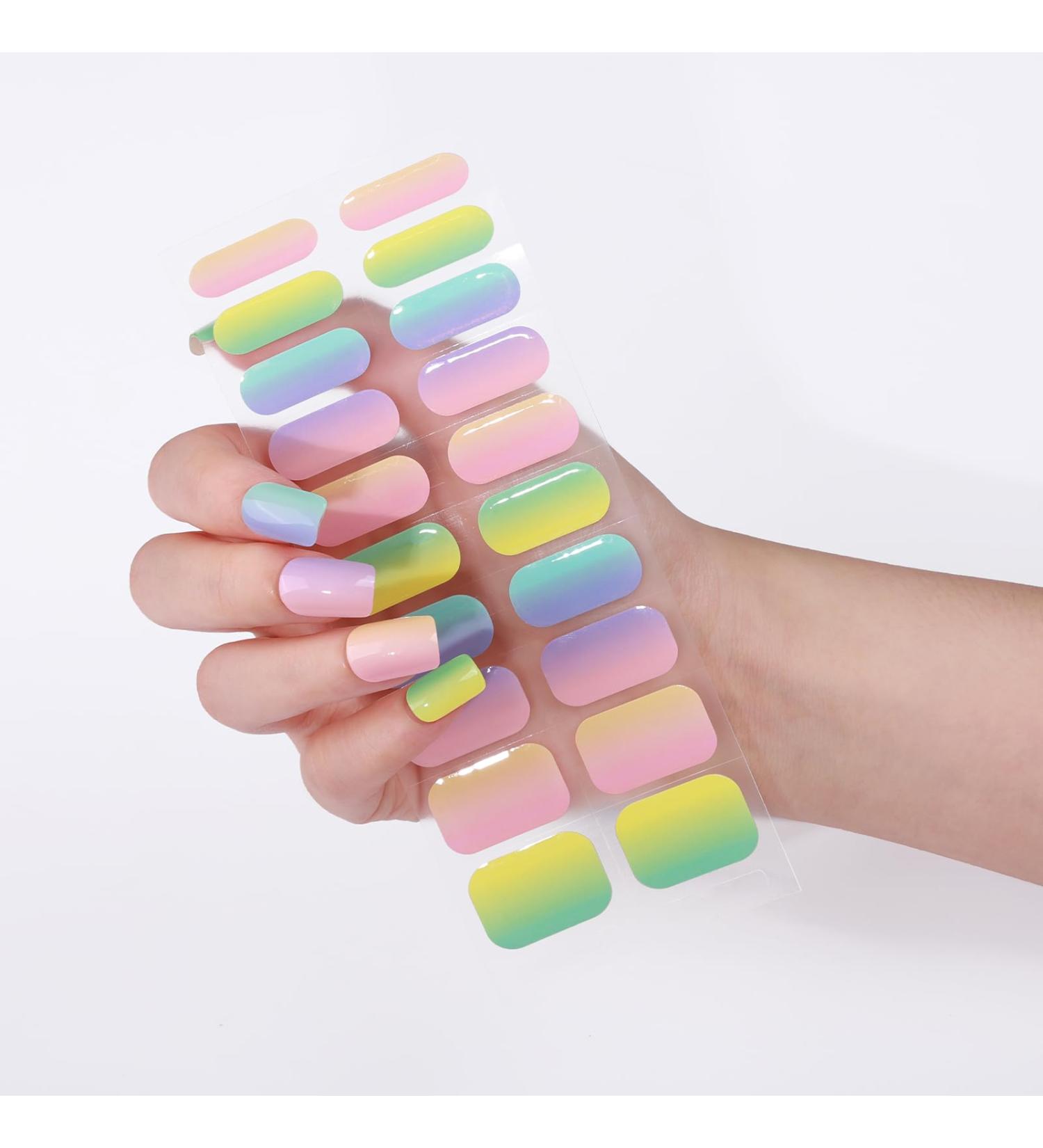 Semi Cured Gel Nail Strips Gel Nail Stickers - 20 Pcs Nail Stickers for Nail Art Soft Self-Adhesive Gel Nail Wraps Easy Apply & Remove for Salon-Quality Manicure Kit (UV/LED Lamp Required) (BSS-0364) - Buy Online on SooperMarket.com