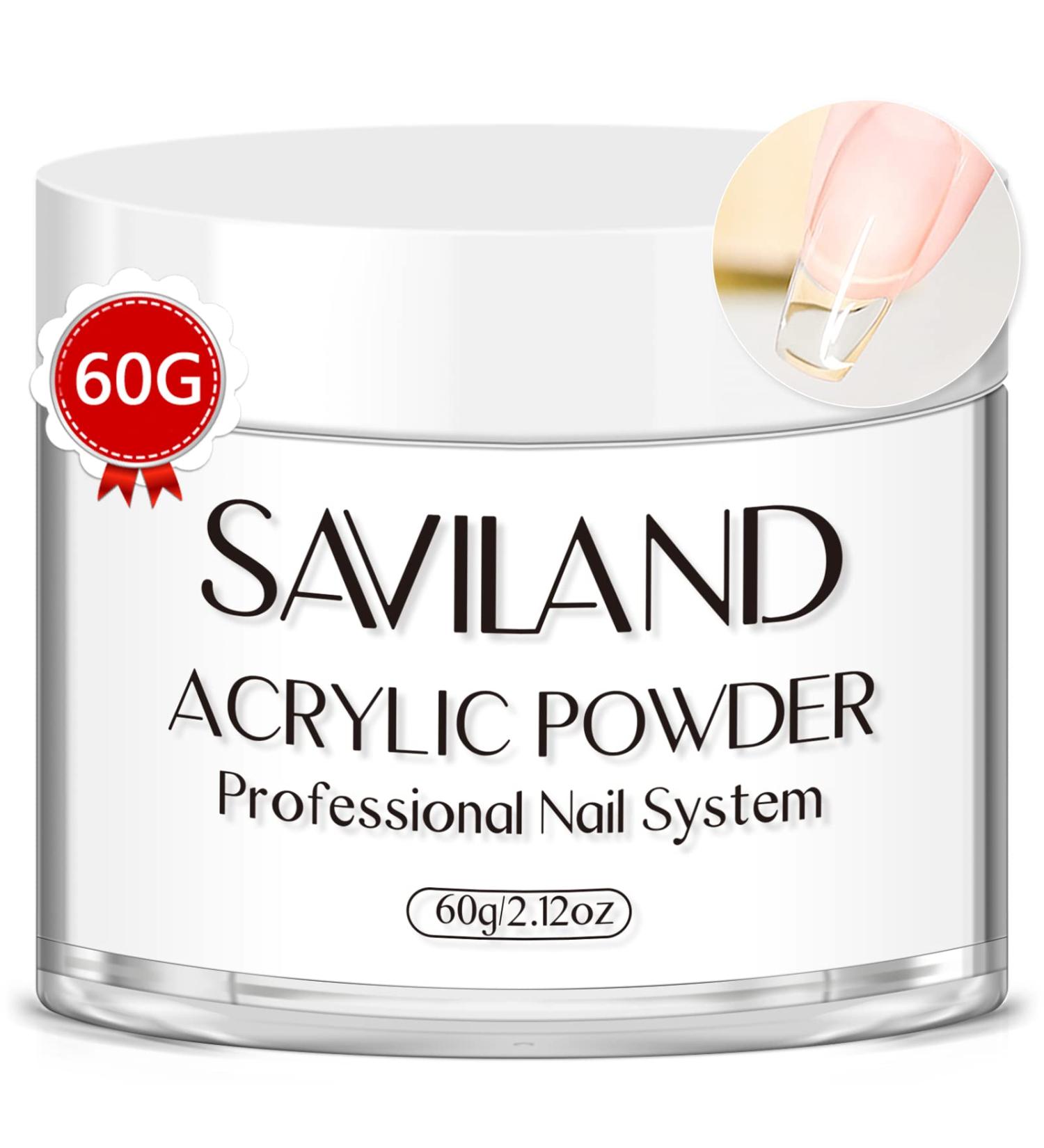 Saviland Clear Acrylic Powder 2.12 OZ - Professional Large Capacity Nail Polymer for Extension & French Manicure | Ideal Christmas Gift for Nail Salons & Home DIY - A1-Clear Acrylic Powder - Buy Online on SooperMarket.com