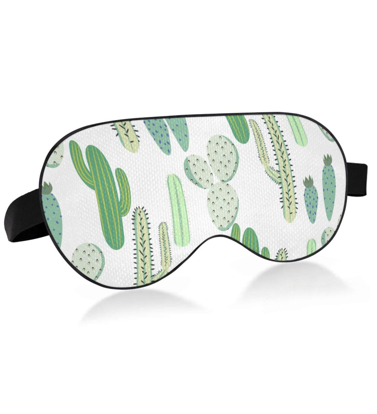 Haskirky Light Blocking Eye Mask - Adjustable Unisex Travel & Meditation Mask - Comfortable Sleep Mask with Cartoon Cacti Design - Buy Online on SooperMarket.com