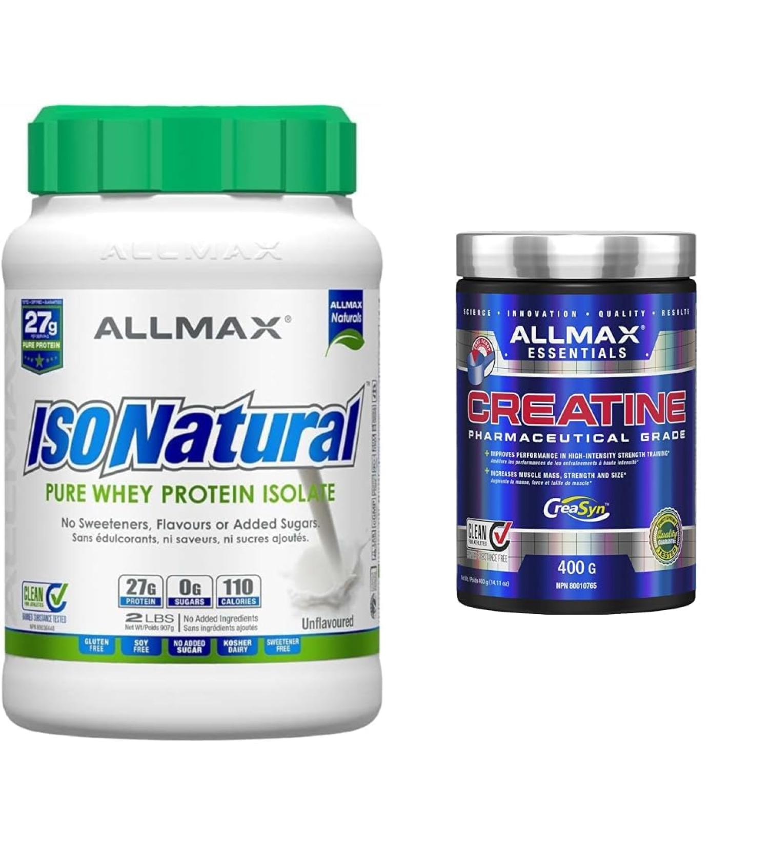 ALLMAX Naturals ISONATURAL Whey Protein Isolate (2 Pound) + ALLMAX Creatine Monohydrate (400g) - Buy Online on SooperMarket.com