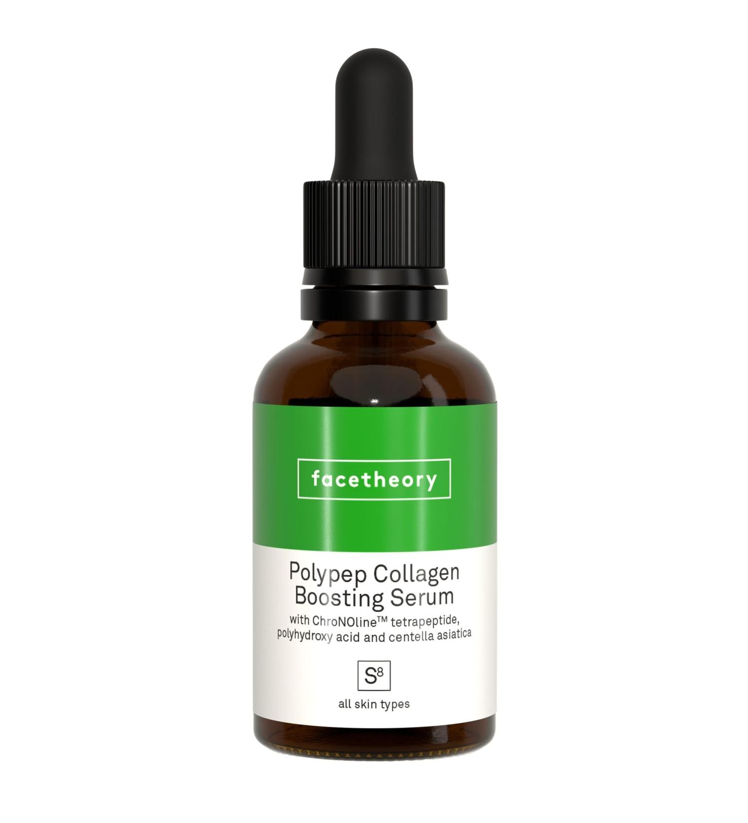 facetheory PolyPep Collagen Boosting Serum S8 - Centella Asiatica Based Face Serum Retinol-Free Face Lift Collagen Peptide Serum Vegan and Cruelty-Free Made in the UK | 30ml - Buy Online on SooperMarket.com