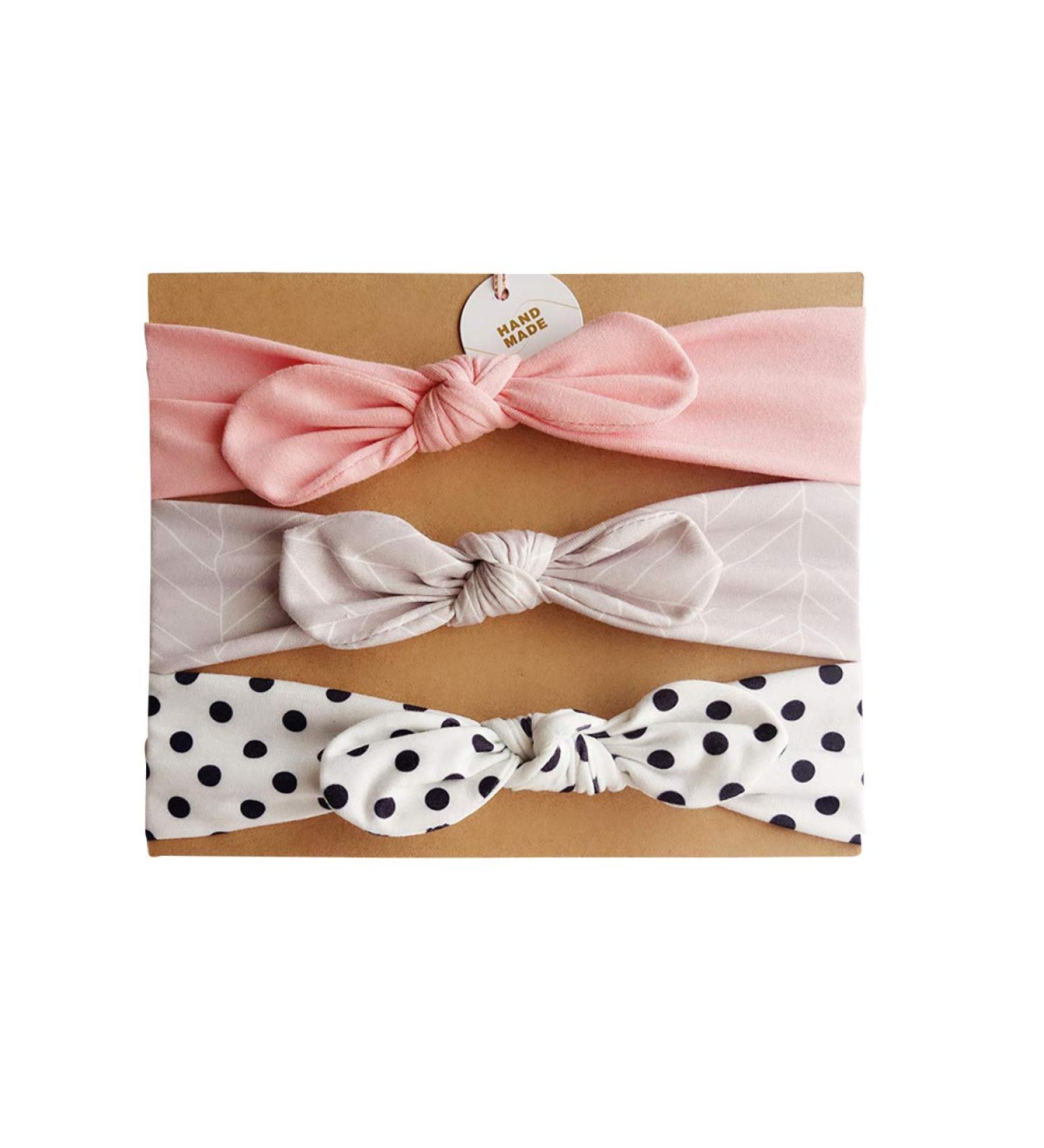 COUXILY 3 Piece Baby Girl Headband Set | Boutique Quality Elastic Cotton Hairbands with Bow | Perfect for 6-48 Months - Buy Online on SooperMarket.com