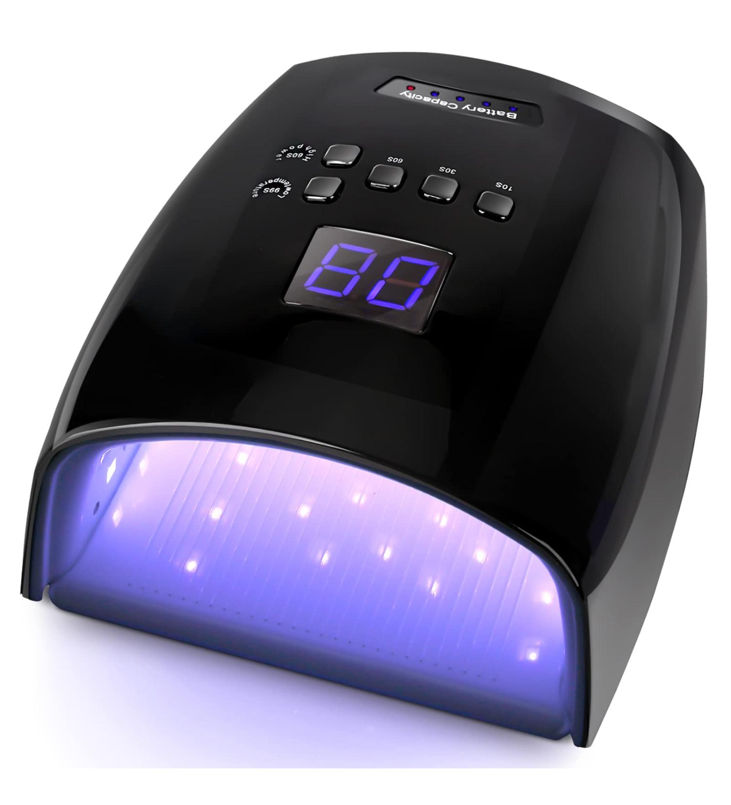 Rechargeable Cordless UV LED Nail Lamp 66W - Gel & Regular Polish Dryer | 5 Timer Settings, Automatic Sensor, LCD Display - Black - Buy Online on SooperMarket.com