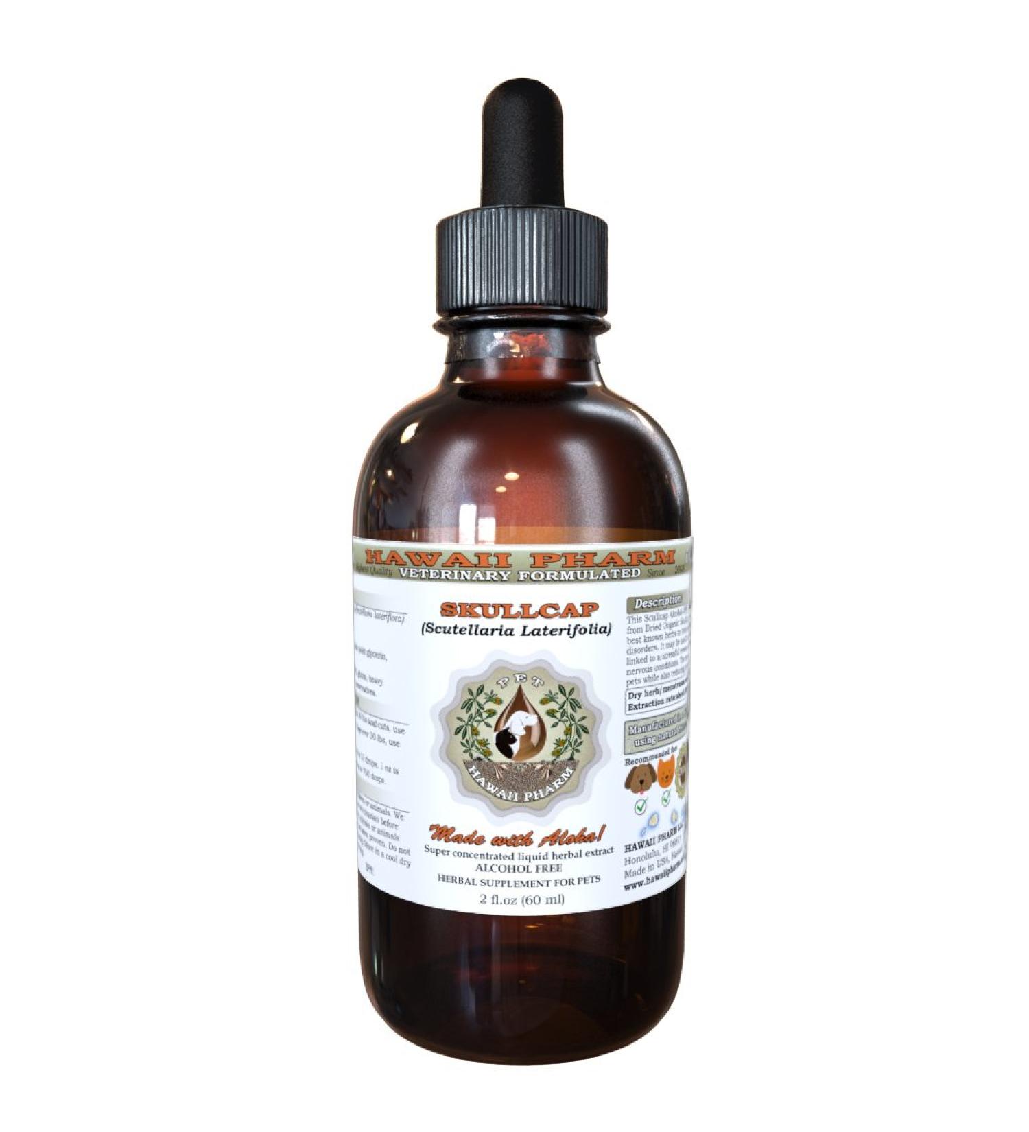 HawaiiPharm Skullcap Natural Alcohol-Free Liquid Extract 2 oz - Pet Herbal Supplement - Buy Online on SooperMarket.com