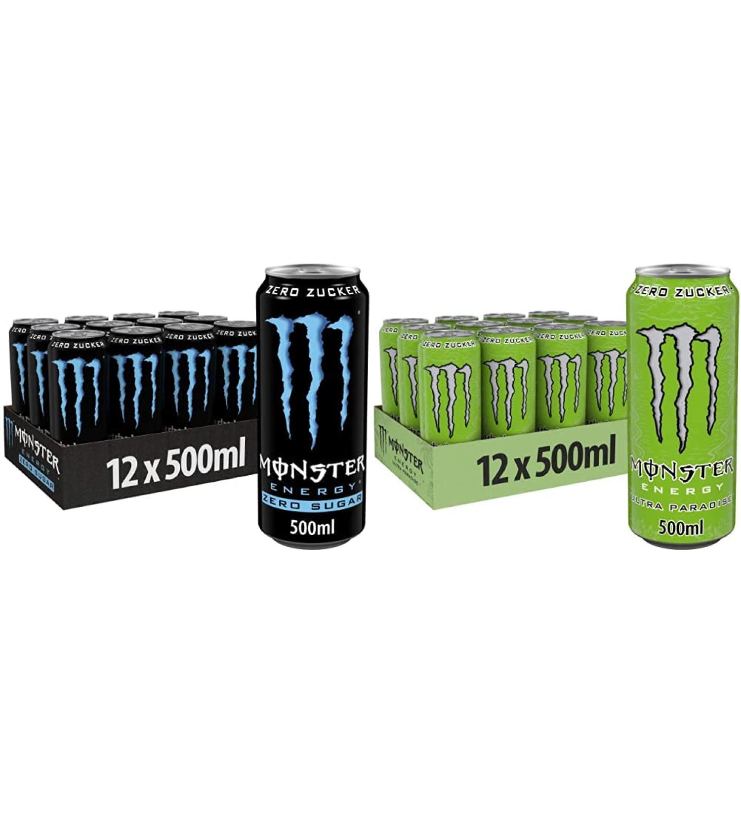 Monster Energy Zero Sugar & Ultra Paradise Bundle - 12x500ml Cans | Classic Taste Zero Calories International Shipping - Buy Online on SooperMarket.com
