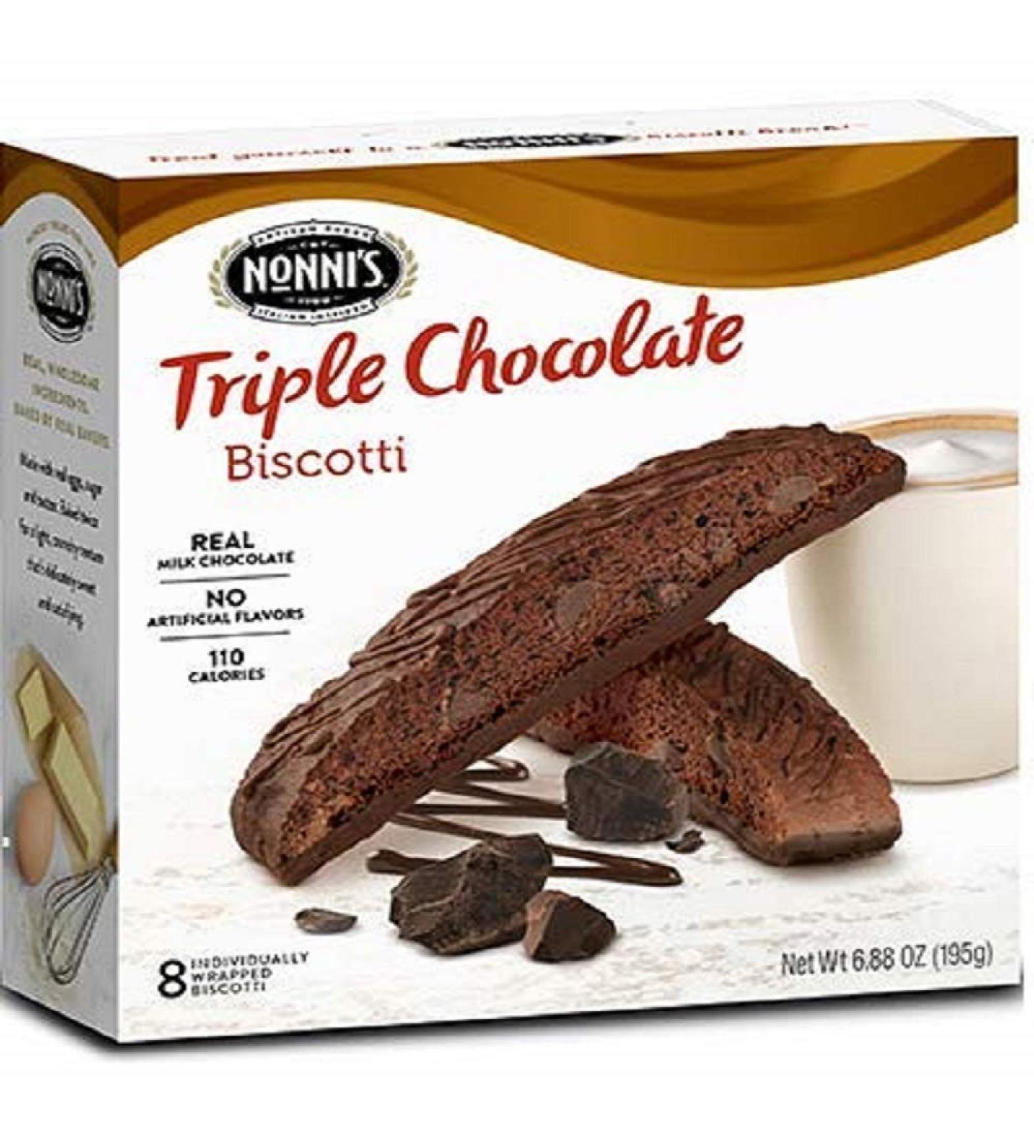 Nonni's Triple Chocolate Biscotti 8 Individually Wrapped Biscotti, 6.88 Ounce Box 2 Pack