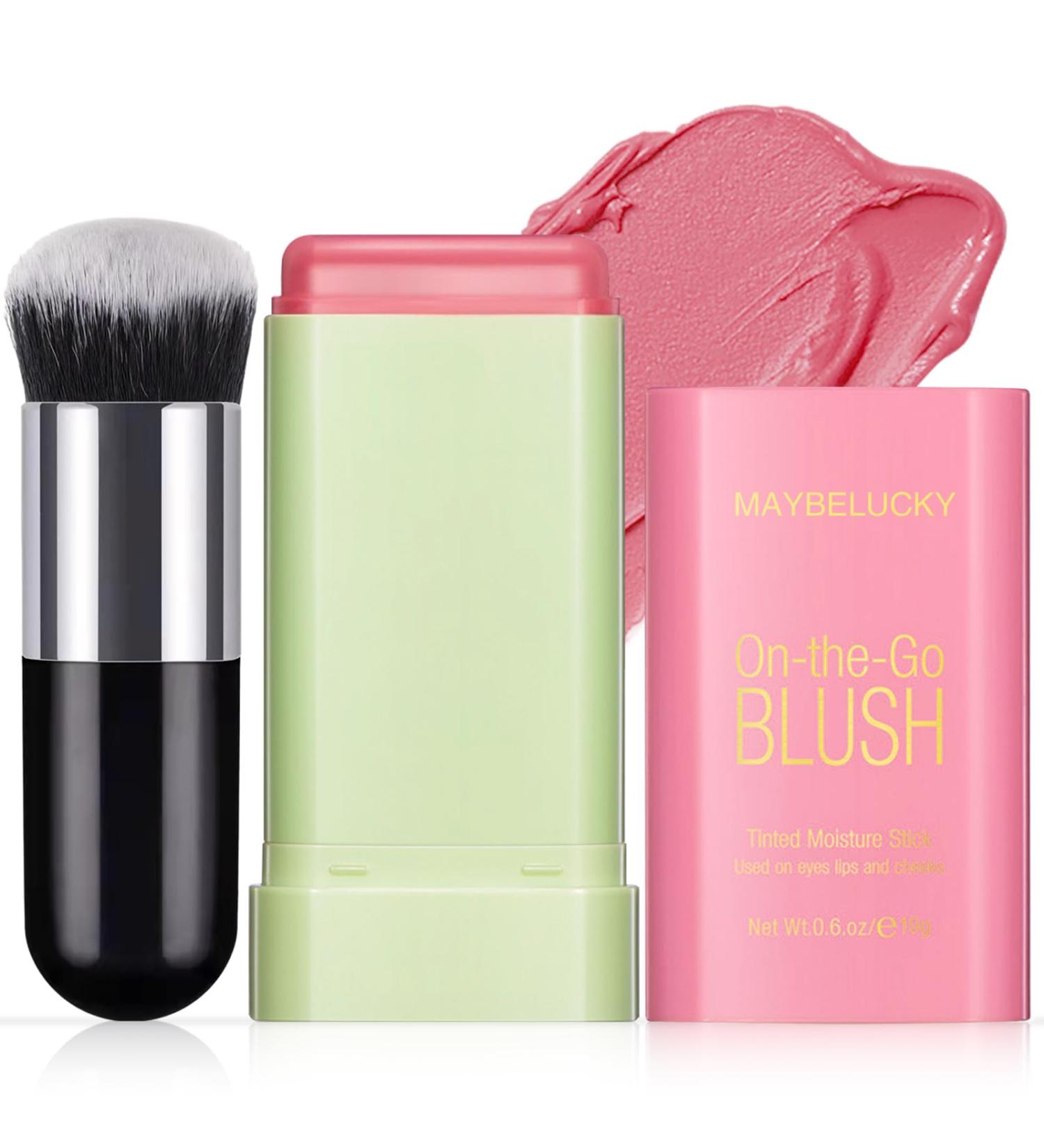 Newbang Glow Blush Stick 2 Pack - Multi-Purpose Cream Rouge for Cheeks Waterproof Natural Matte Blush Travel-Friendly Tinted Moisturizer in Shy Pink - Buy Online on SooperMarket.com