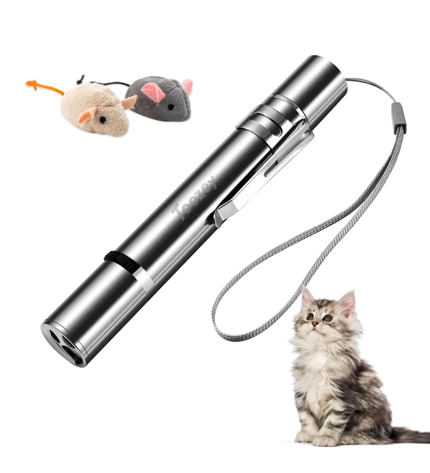 Toozey Cat Toys LED Light Pointer Interactive Chase Cat Dog Toys Cat Interactive Toys Wand 7 in 1 Function Cat Chaser Toys USB Rechargeable Bonus Two little mice toys - Buy Online on SooperMarket.com