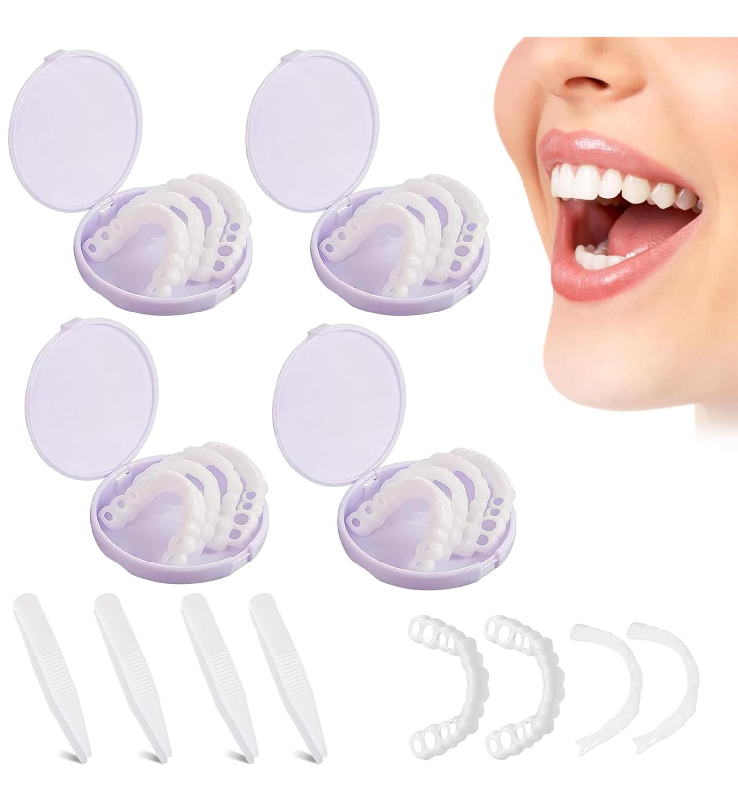 SJENG Smile Bright - 4 Pairs of dentures and 4 Pieces of Tweezers Best Dentures and False Teeth Set with Bonus Tweezers - Enhance Your Smile Today - Buy Online on SooperMarket.com