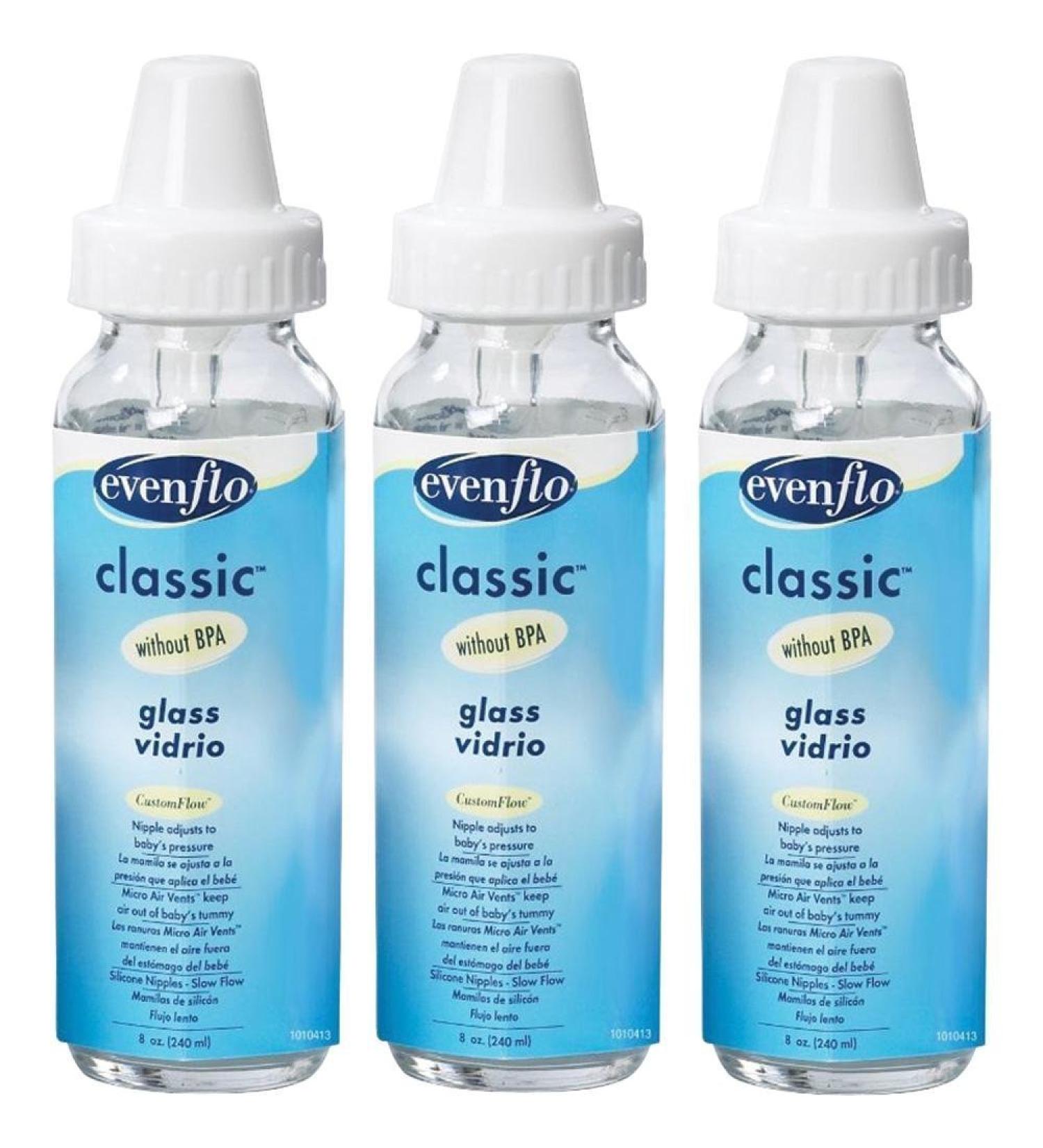 Evenflo 3 Pack Classic Glass Bottle 8-Ounce