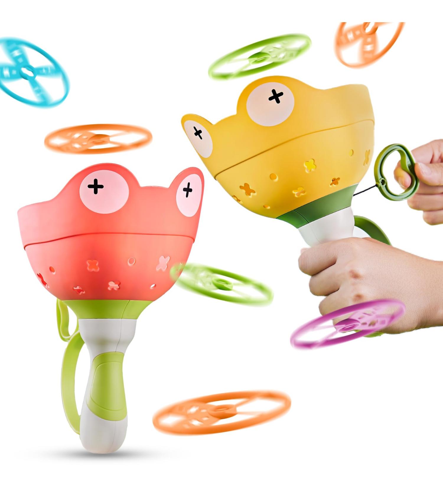 Shop Outdoor Toys for Kids Ages 4-8 | 24 Discs Flying Saucer Launcher & Propeller Toys - Perfect for Garden Fun! - Buy Online on SooperMarket.com