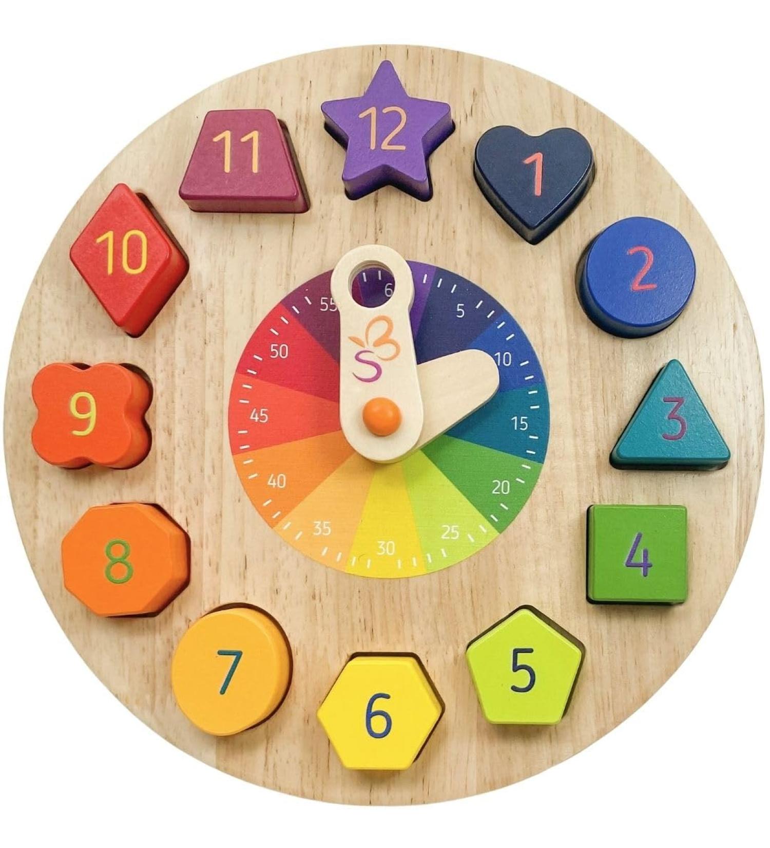 SCHMETTERLINE Kronolino Wooden Learning Clock | Rainbow Colors for Playful Time Learning | Ages 3+ - Buy Online on SooperMarket.com