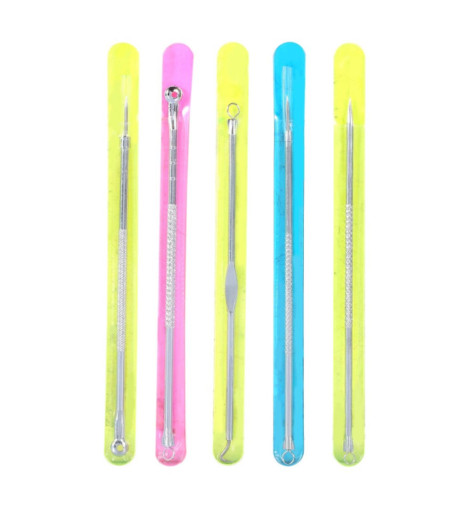 Shop 5pcs Stainless Steel Blackhead Removal Tool Set - Double-Ended Acne & Pimple Tool for Effective Skin Care - Buy Online on SooperMarket.com