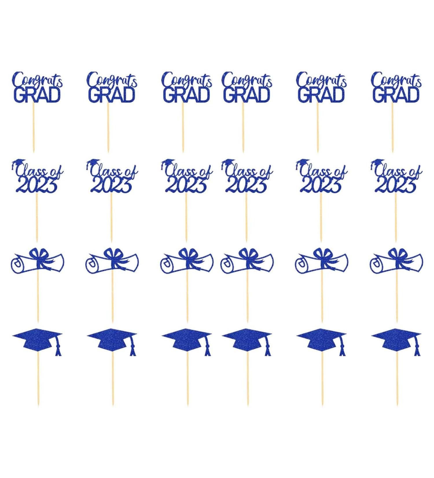 Facynde Graduation Cupcakes Choice | 24 Pack Graduation Cupcake Toppers 2023 Graduation Cake Toppers Glitter Congrats Grad Cake Topper Graduation Blue - Buy Online on SooperMarket.com