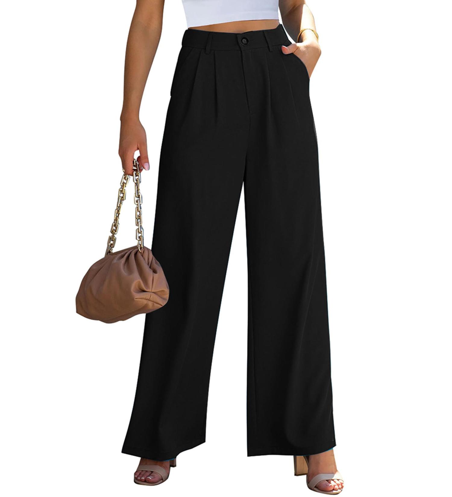 Vetinee High Waisted Wide Leg Dress Pants for Women - XXL Black - Buy Online on SooperMarket.com