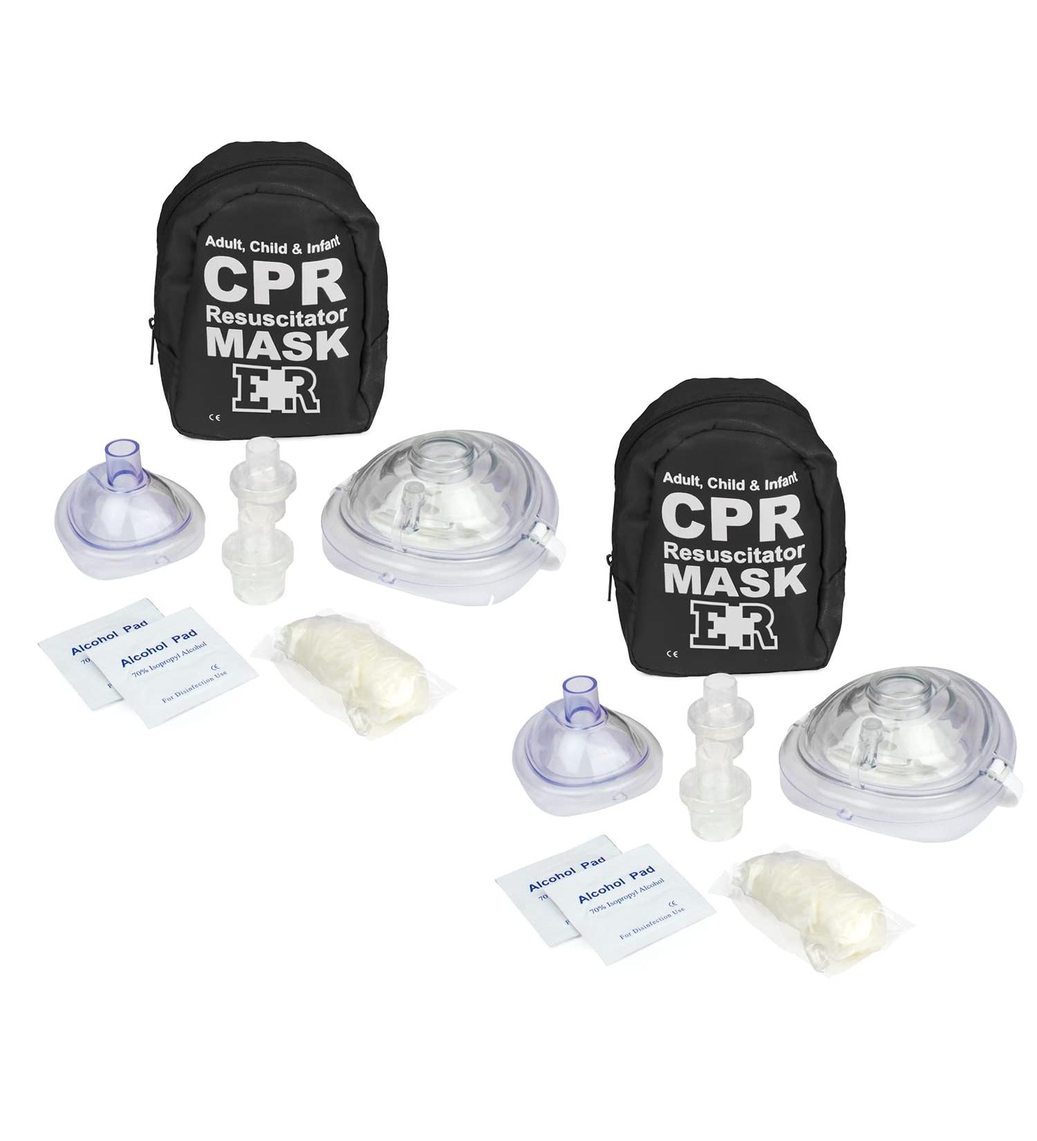 Adult and Infant CPR Mask Combo Kit with Gloves and Alcohol Prep Pads - Tactical Black (2 Count) - Buy Online on SooperMarket.com