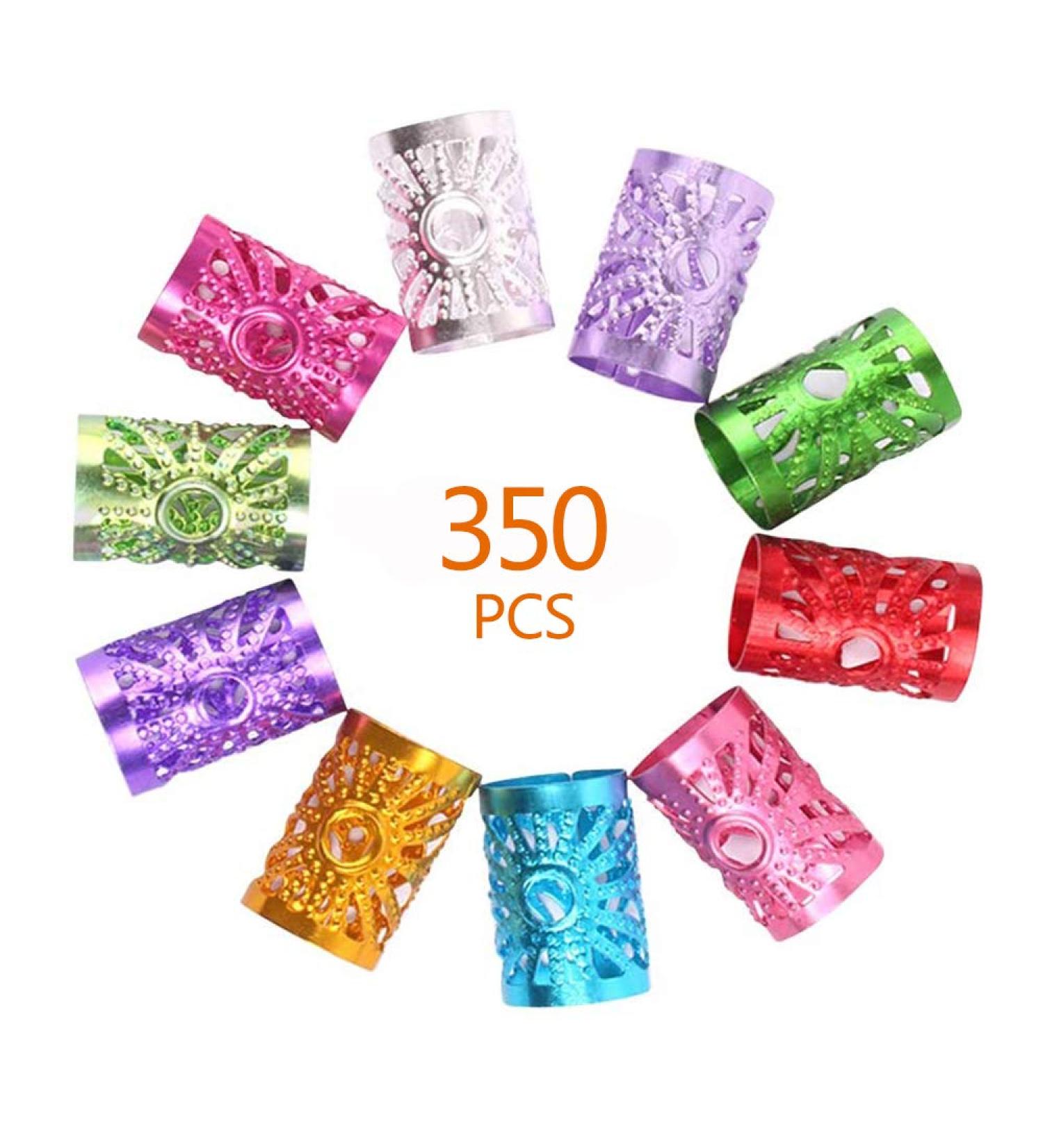 350 Pcs Dreadlocks Metal Hair Cuffs - 7 Colors Adjustable Braid Accessories for Stunning Hairstyles - Buy Online on SooperMarket.com
