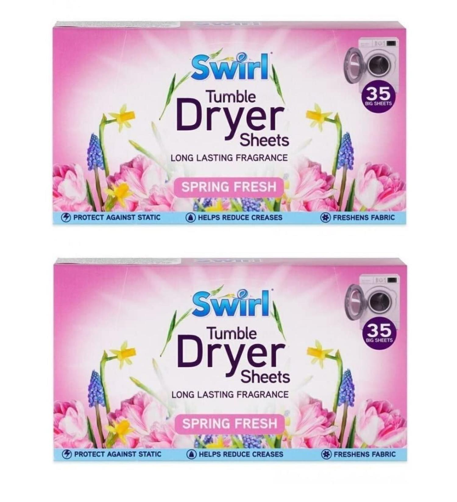 2 Pack Spring Fresh Tumble Dryer Laundry Sheets - 70 Sheets For Fresh Clothes and Linen 1 count (Pack of 2)