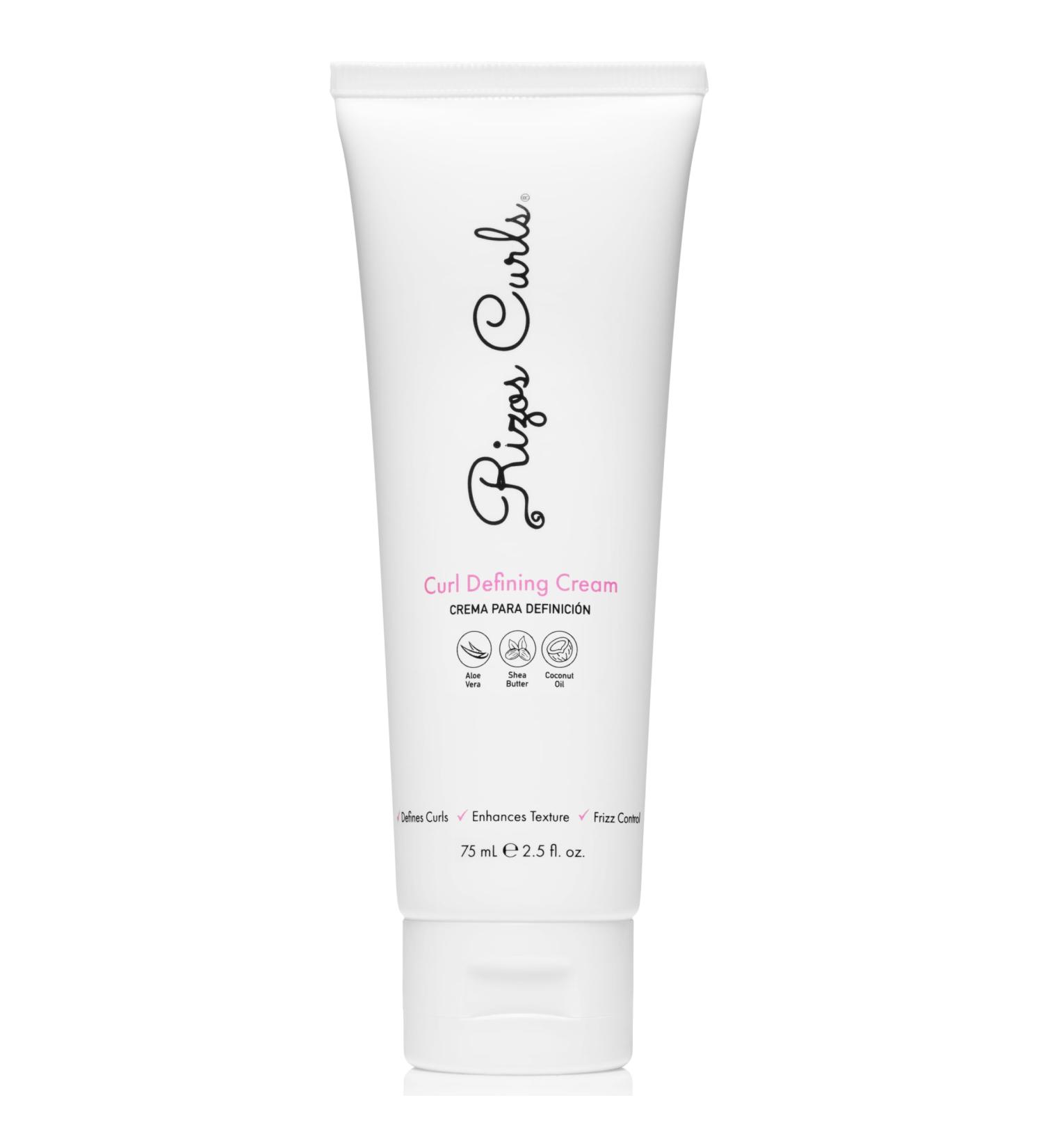 Rizos Curls Travel Curl Defining Cream Enhance Waves Curls & Coils Soft Hold for Weightless Volume Moisturizing for Frizz-Free Shine with Aloe Vera Coconut Oil & Shea Butter 2.5 oz