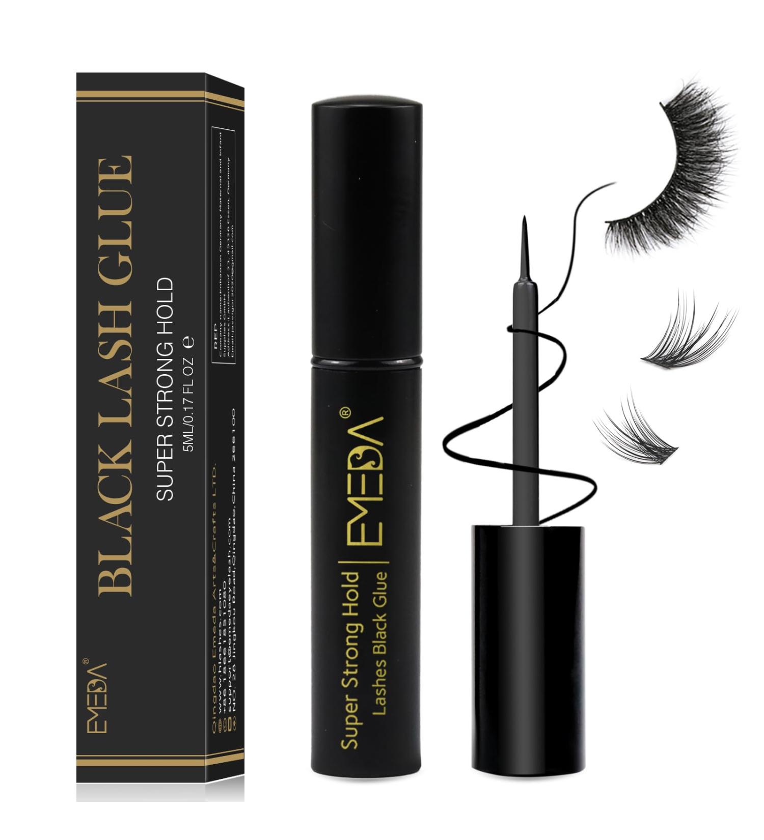Emeda Black Eyelash Glue 5ml | Fast-Drying Latex Adhesive for Strip & DIY Lashes | Cluster Eyelash Glue (0.17oz) - Buy Online on SooperMarket.com