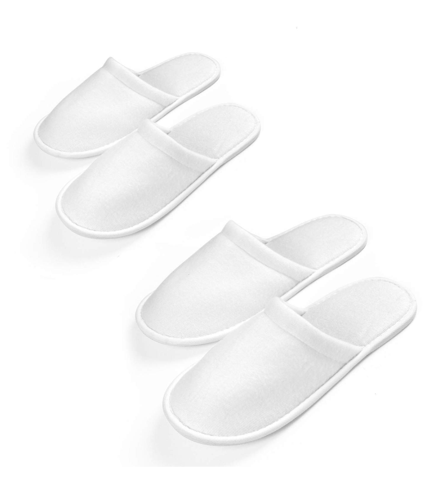 AQUEENLY Spa Slippers 24 Pairs - Velvet Closed Toe Disposable Non-Slip Slippers for Men and Women - Ideal for Hotel, Home, Guest Use - White - Buy Online on SooperMarket.com