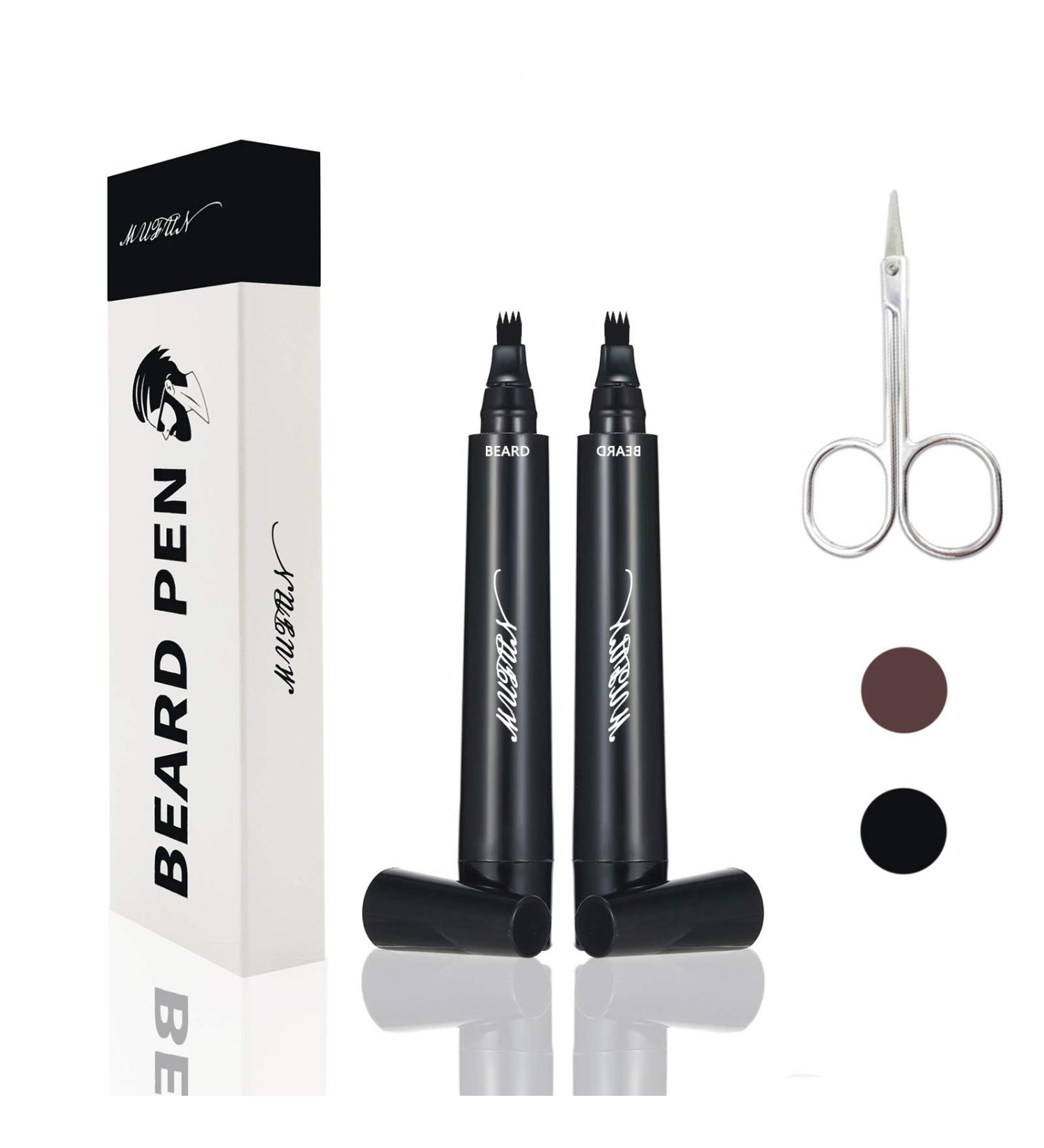 2PCS Beard Pencil Filler for Men - Sweat Proof, Water Resistant, Long Lasting - Enhance Facial Hair & Mustache - Black (2xPEN) - Buy Online on SooperMarket.com