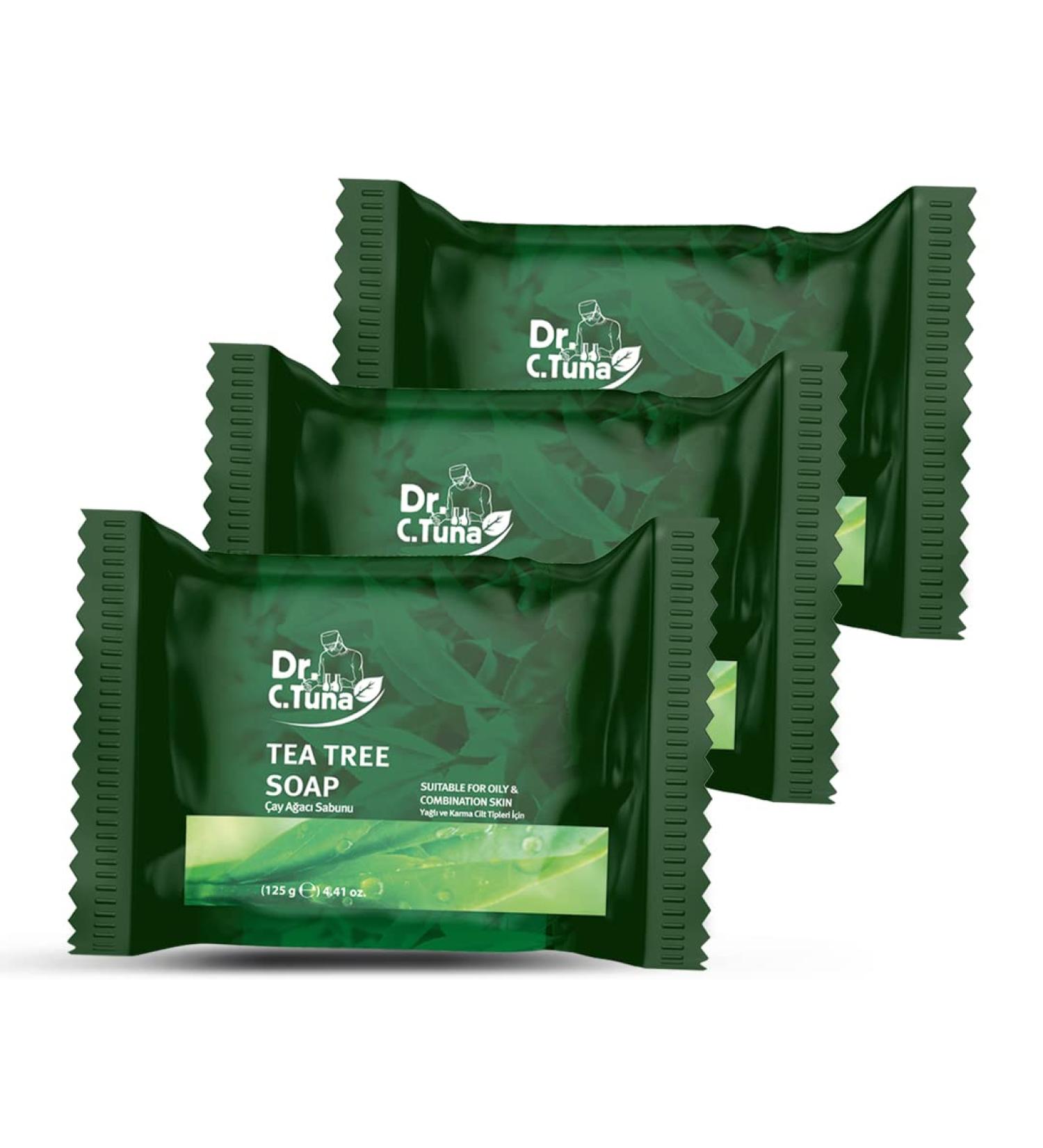 Dr. C. Tuna Tea Tree Soap - Soothes Dry, Irritated Skin - Hydrating Face & Body Soap - Pack of 3 (12.3 oz) - Buy Online on SooperMarket.com