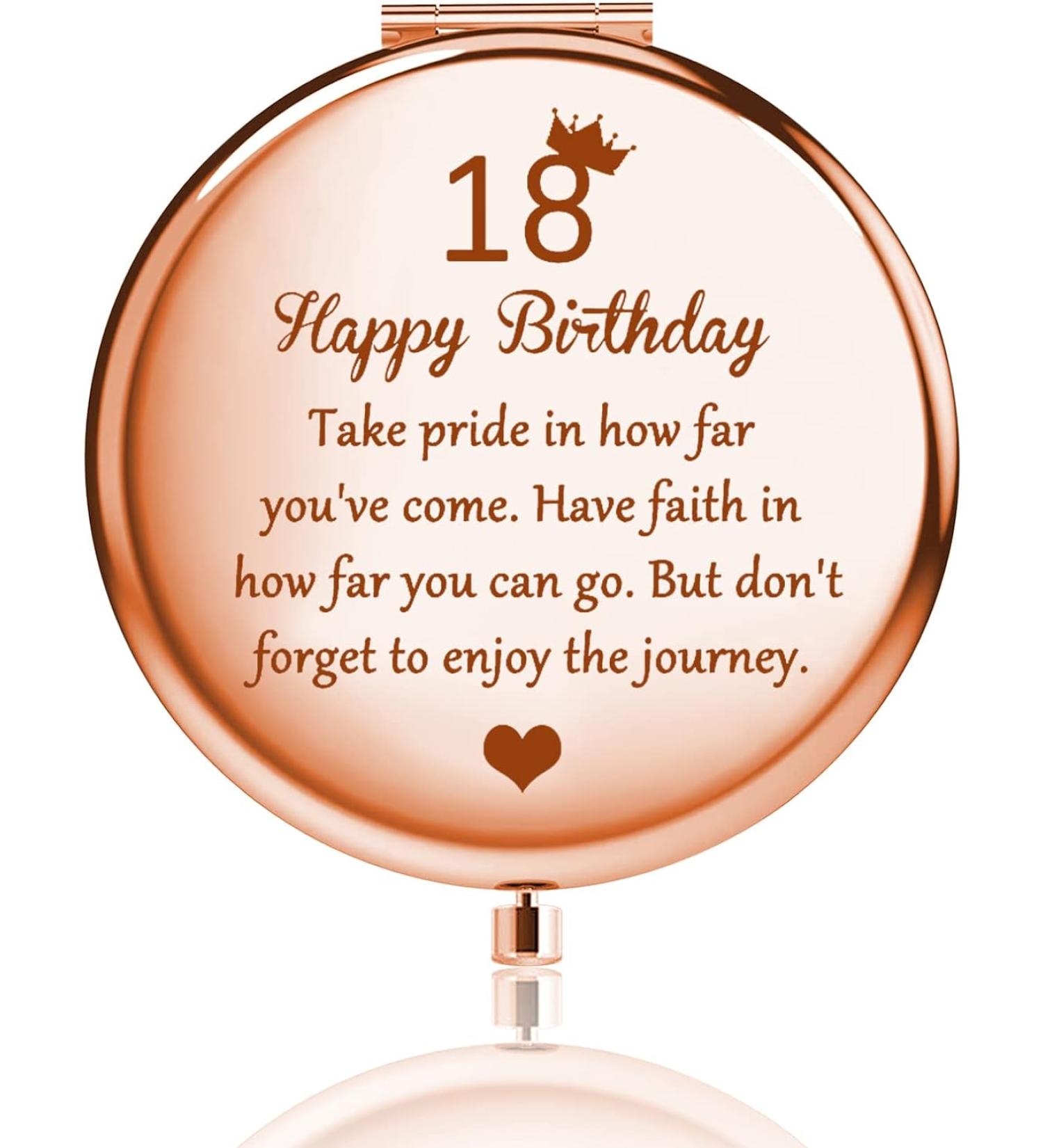 BNQL 18 Birthday Mirror - Happy 18th Birthday Gifts for Her - Turning 18th Inspirational Gifts - 2-Sided Mirror 1x 2x Magnification (Rose Gold) - Buy Online on SooperMarket.com