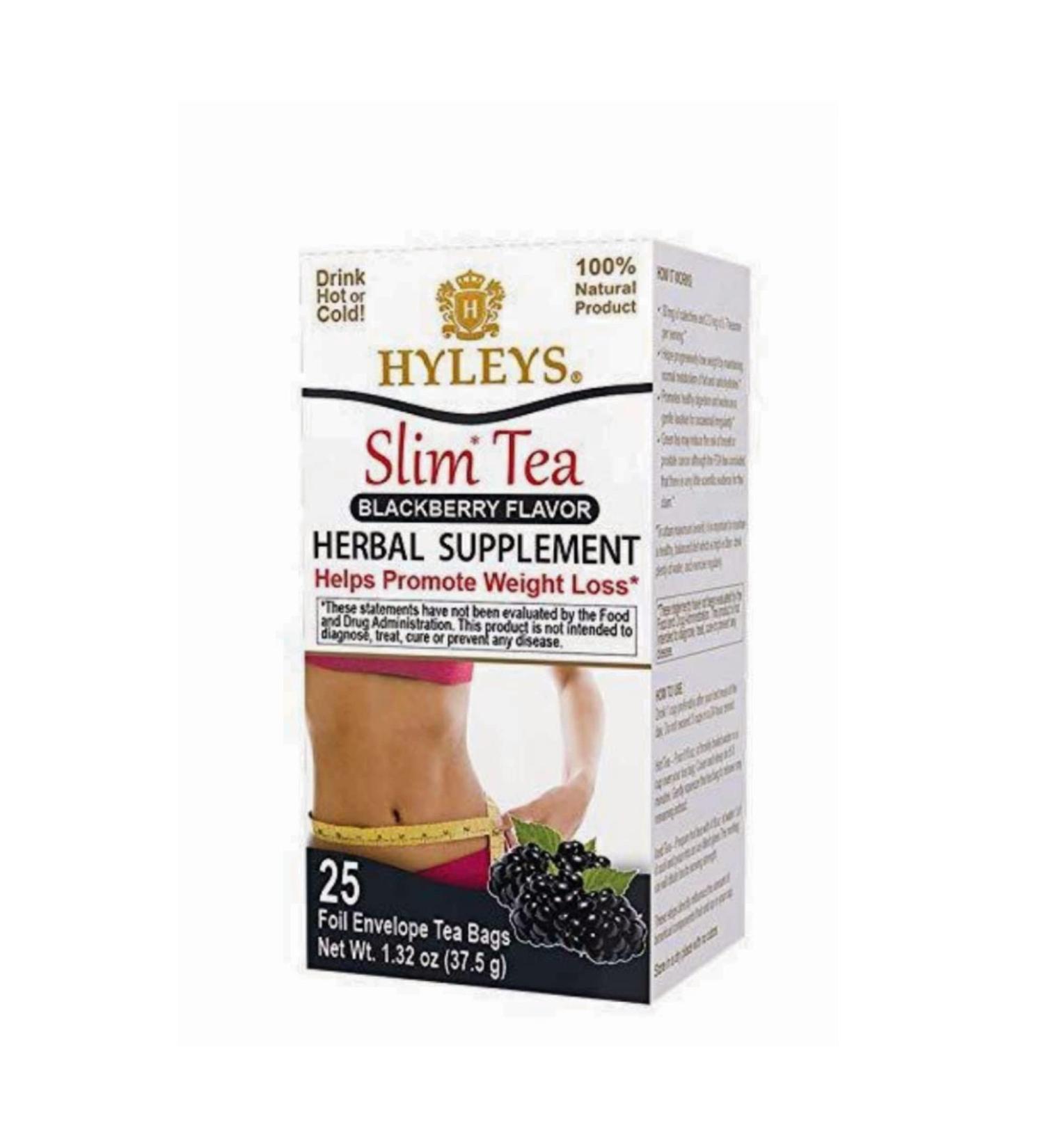 Hyleys Slim Tea Blackberry - 25 Foil Bags | Herbal Weight Loss Tea - Buy Online on SooperMarket.com