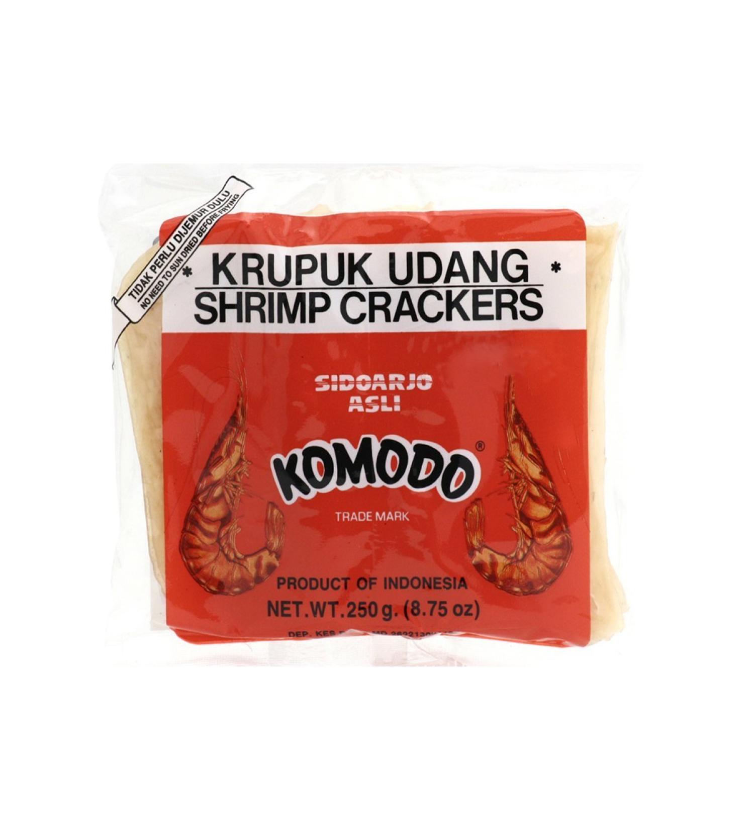 Komodo Krupuk Udang (Shrimp Crackers Large Disks Not Yet Fried) - Komodo Kroepoek Ongebakken Grote Schijven 8 Oz -227gm (Pack of 2)