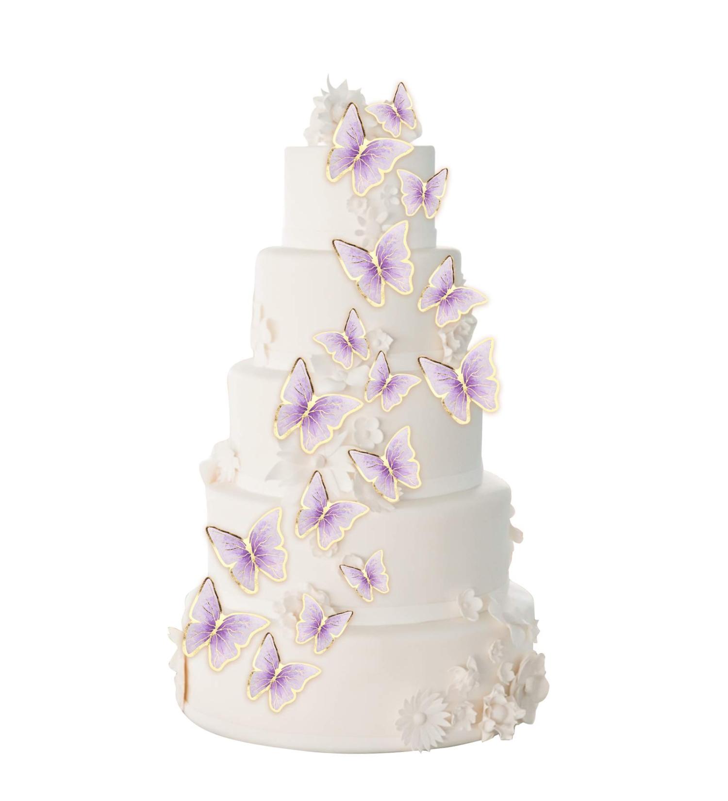 66 Pack Purple Gold Butterfly Cupcake Toppers for Wedding & Birthday Party Decor - Buy Online on SooperMarket.com