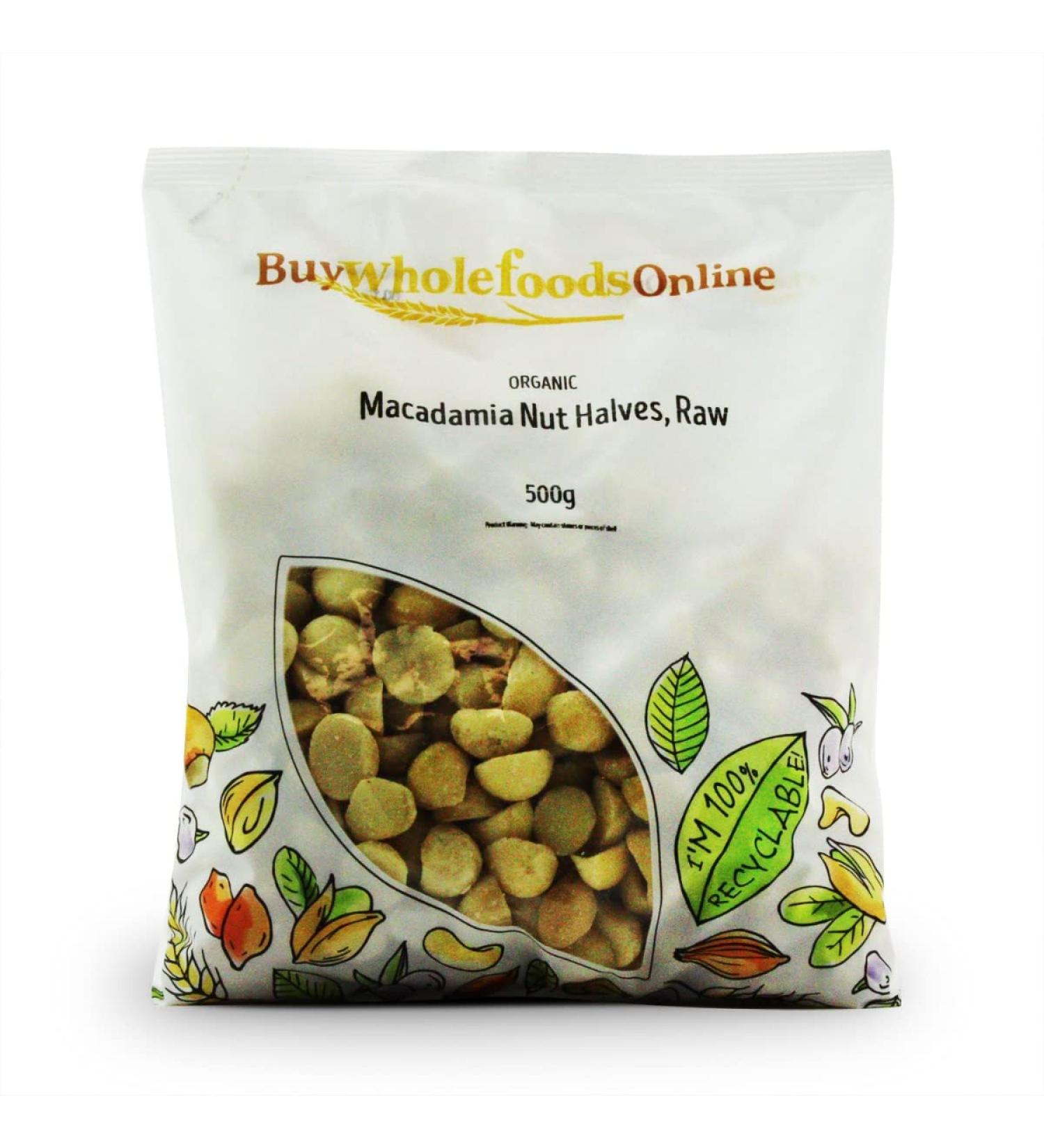 Organic Macadamia Nut Halves Raw 500g (BWFO)