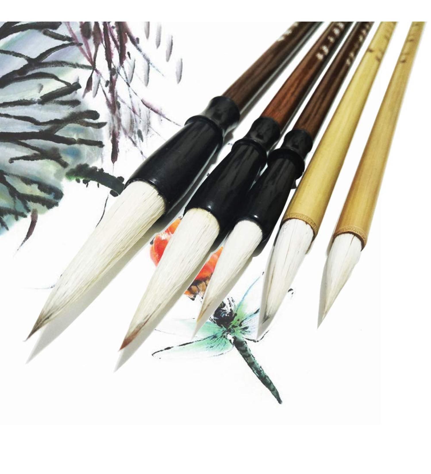Juedi Chinese Calligraphy Brush Set - Pack of 5 | Ideal for Watercolor, Sumi Drawing, and Writing - Buy Online on SooperMarket.com