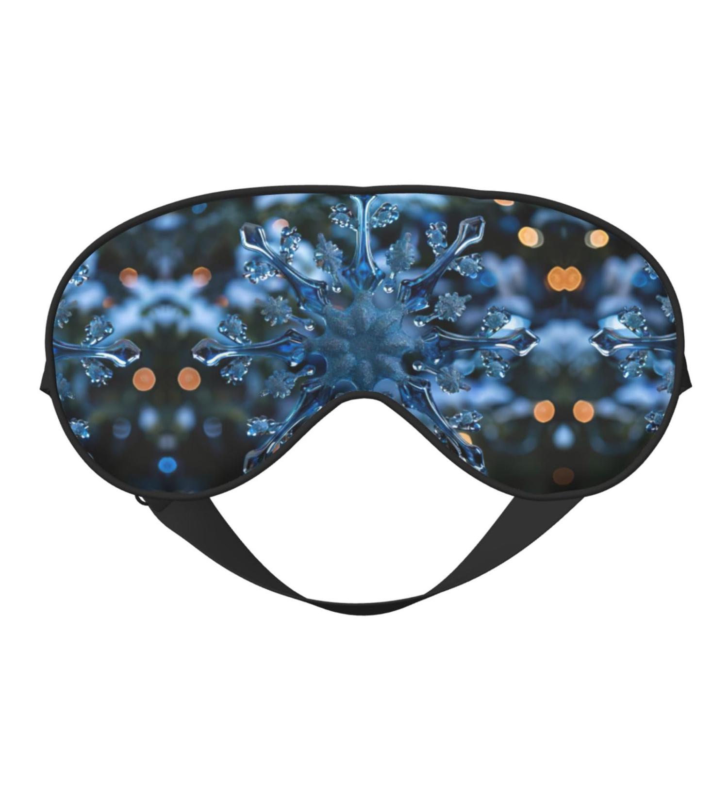 Blue Christmas Snowflake Print Double-Sided Eye Mask Soft and Light Blocking for Enhancing Sleep Quality - Buy Online on SooperMarket.com