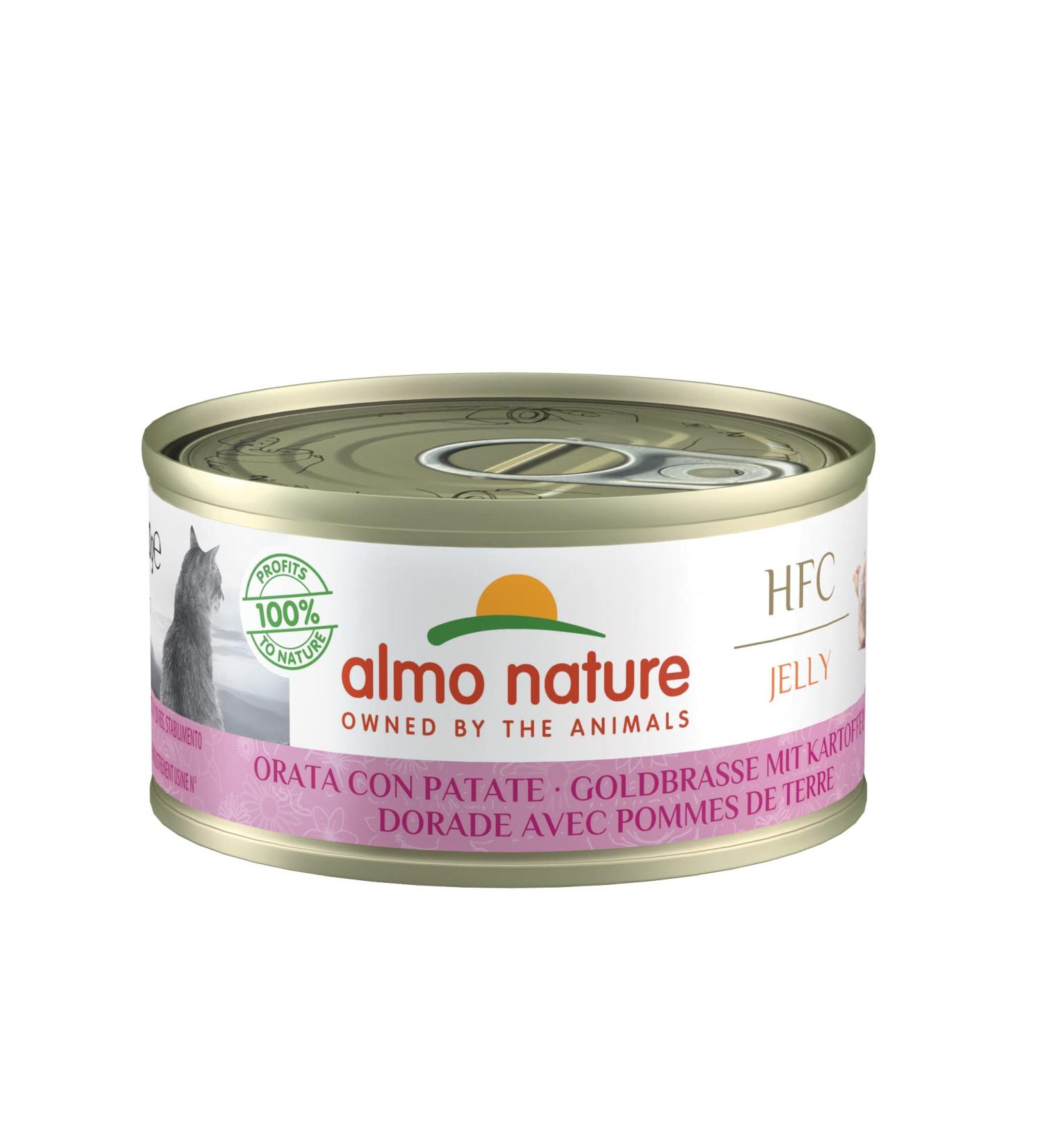 Almo Nature HFC Jelly Dorade with Potatoes - Premium Wet Food for Adult Cats - 24x70g Packs - International Shipping Available - Buy Online on SooperMarket.com