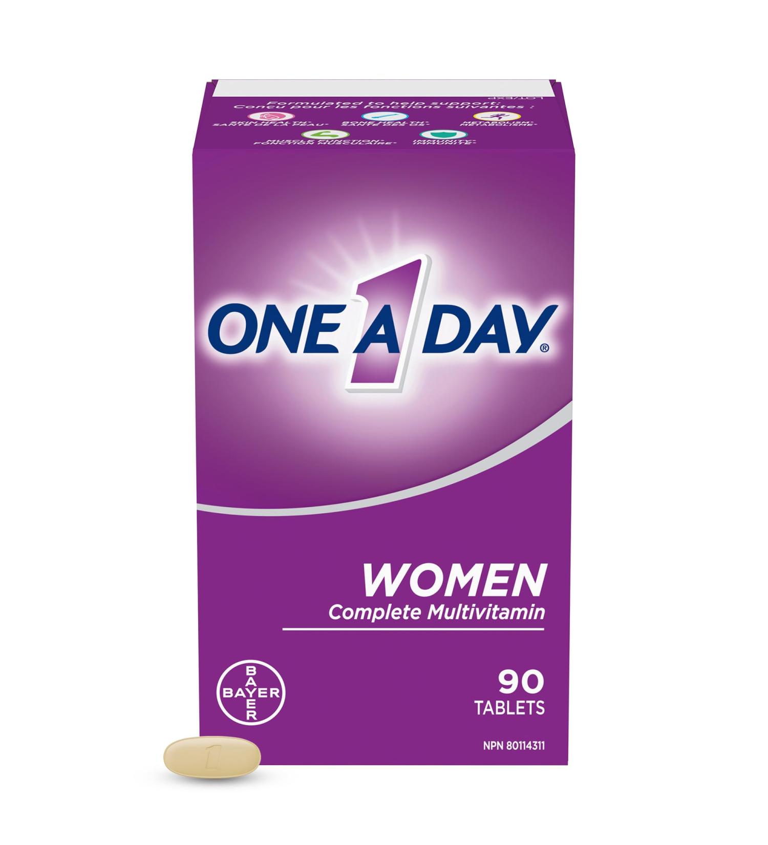 One A Day Multivitamin for Women - Daily Vitamins For Women - Womens Multivitamin With Vitamin A Vitamin C Vitamin D and Zinc for Immune Support Vitamin E B12 Biotin Calcium Iron 90 Tablets 90 count (Pack of 1) - Buy Online on SooperMarket.com