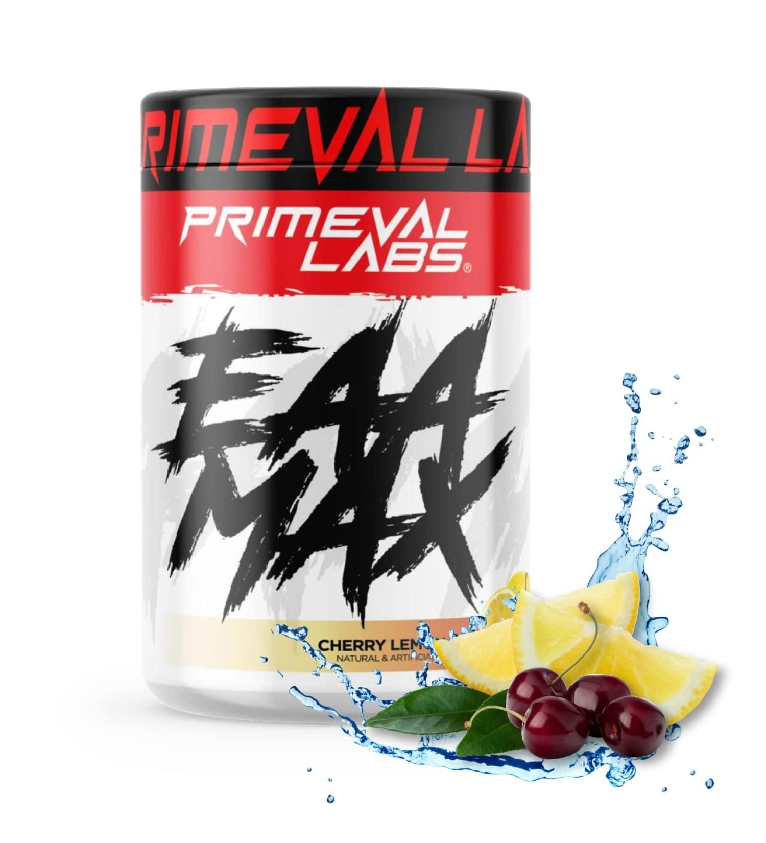 Primeval Labs EAA Max BCAA Cherry Lemonade Powder - Muscle Recovery & Hydration - Keto Friendly - 30 Servings - Buy Online on SooperMarket.com