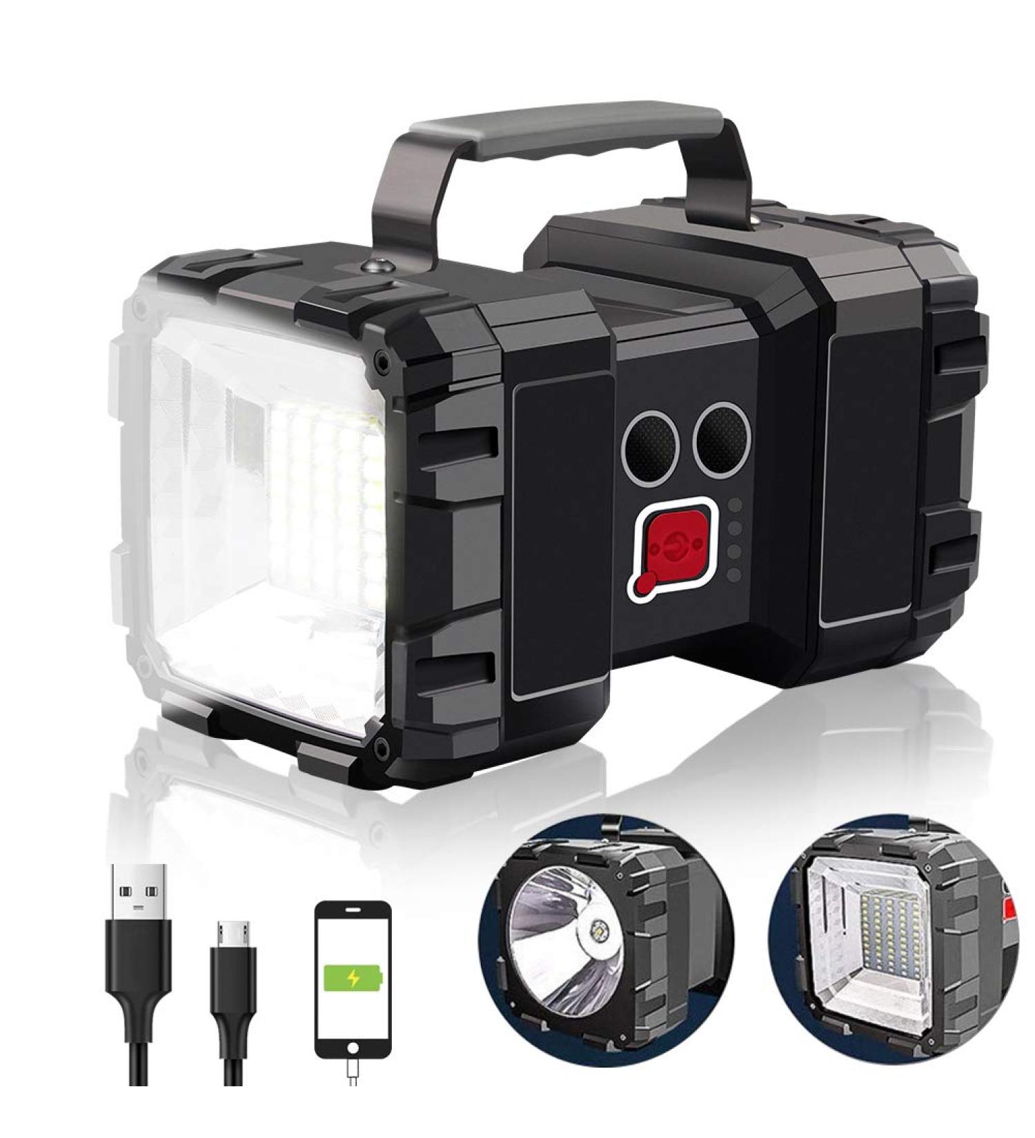 AlpsWolf Rechargeable LED Spotlight Flashlight | 10000mAh Capacity 1200LM | Waterproof Camping Flashlight with USB Output, Power Bank Function | 20h Standby, 3+4 Light Modes - Buy Online on SooperMarket.com