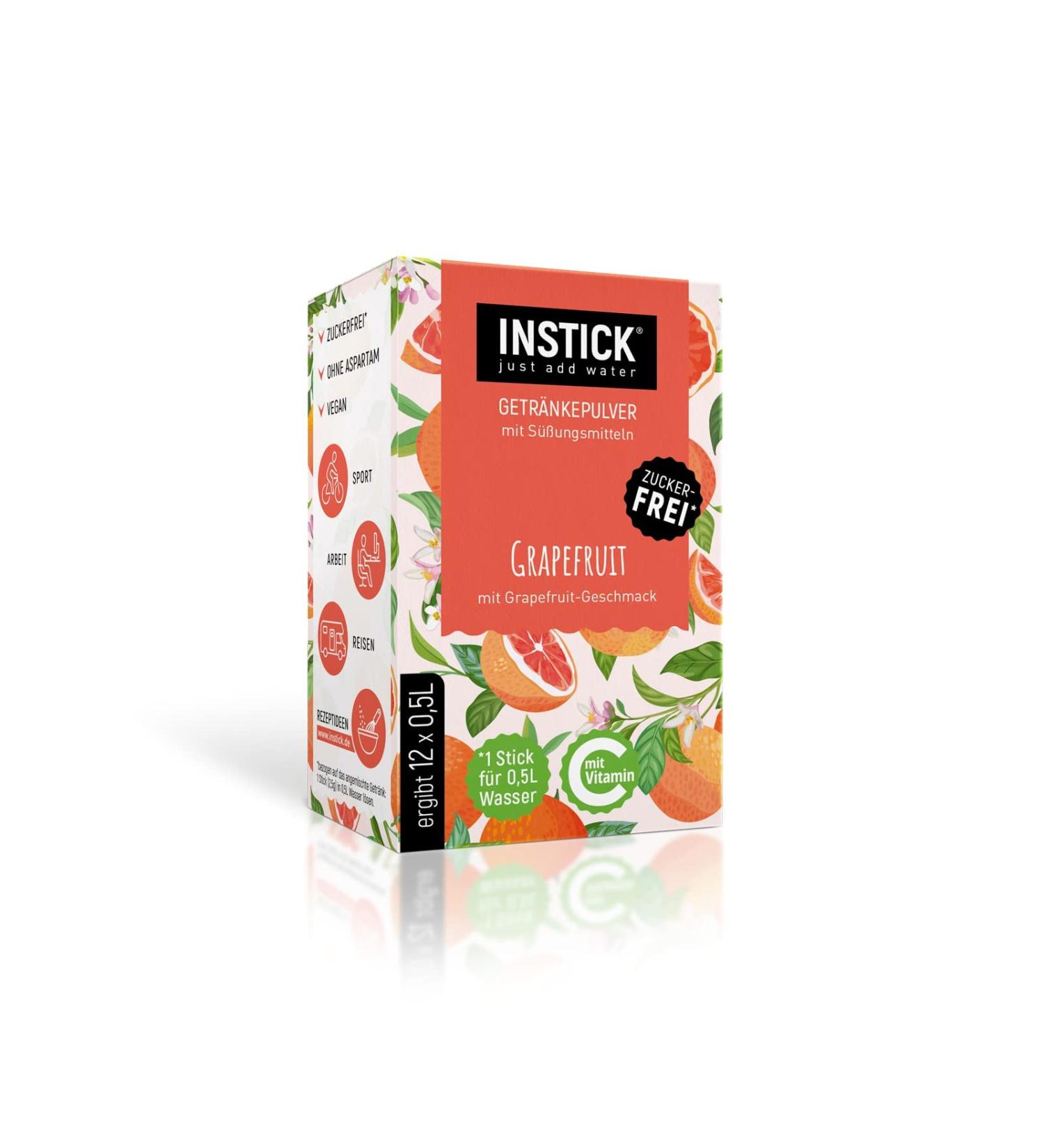 Buy Intick Sugar-Free Instant Grapefruit Drink | Vegan Low-Calorie Vitamin C | 12 x 0.5-1L Pack | International Shipping - Buy Online on SooperMarket.com