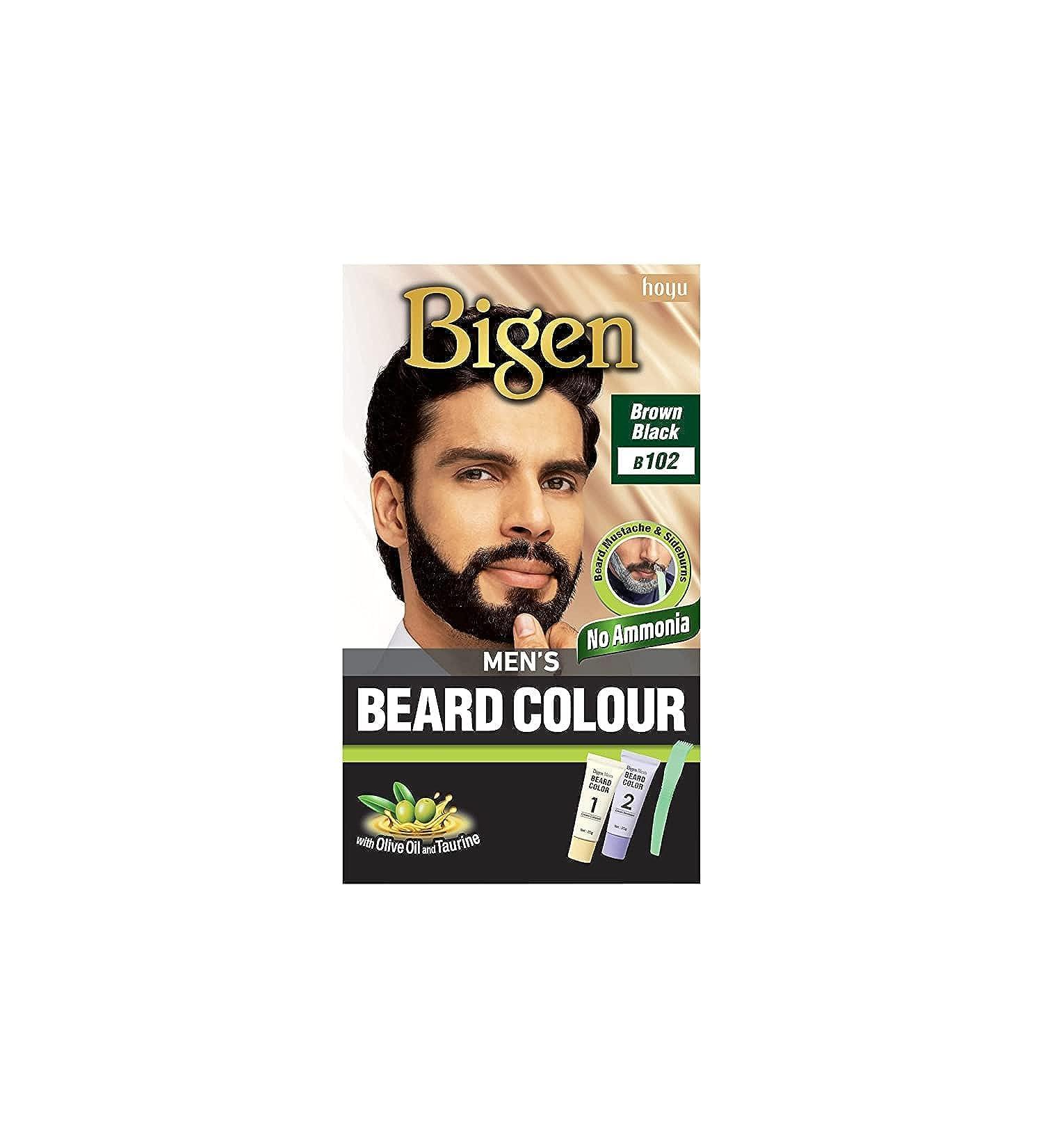 Bigen Men's Beard Color | Ammonia-Free with Aloe Extract & Olive Oil - 102 Brown Black | 1 Count - Buy Online on SooperMarket.com