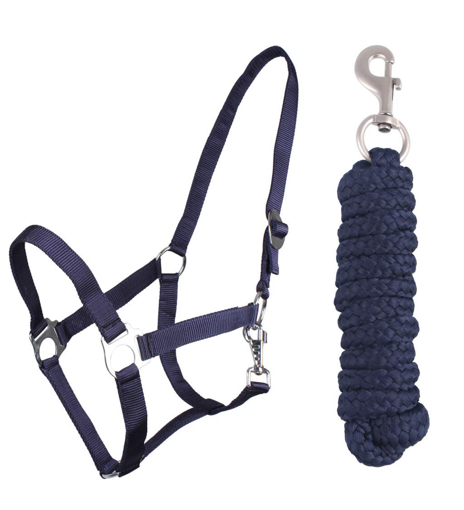 QHP Halter Set Beginner Halter + Lead Rope Heavy Snap Hook (Shetty Navy) Shetty Navy