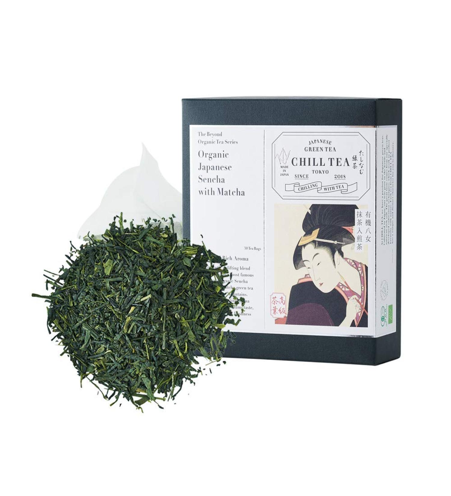 Japanese Sencha with Matcha Green Tea -100% Japanese Green Tea by CHILL TEA Tokyo - Plastic-Free Tea Bags - First Flush - Fresh Umami - (30 Tea Bags) - Buy Online on SooperMarket.com