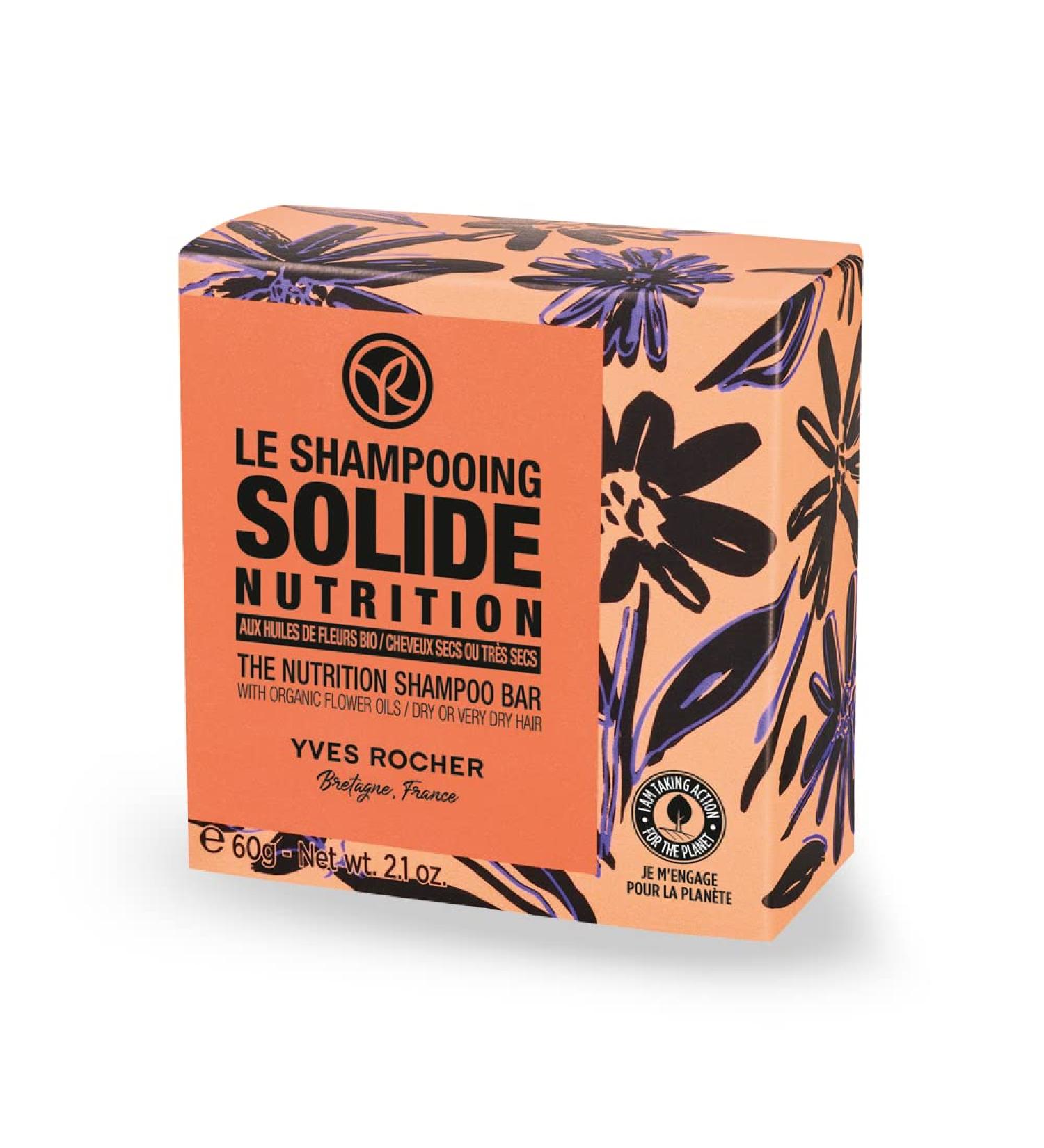 Yves Rocher Nutrition Shampoo Bar - Repair Flower Oils for Dry & Damaged Hair - 60g | Buy Online Worldwide - Buy Online on SooperMarket.com