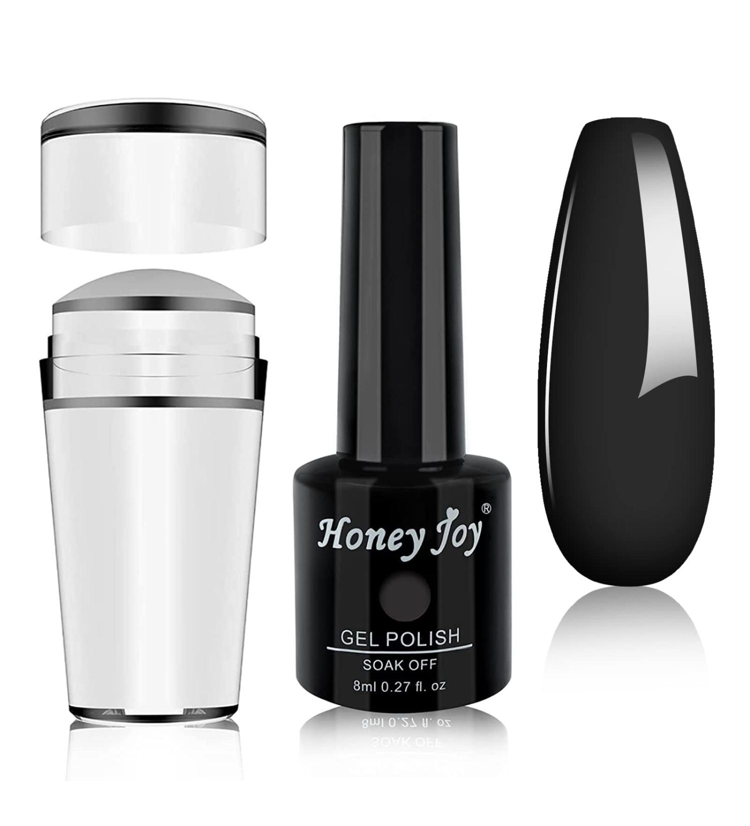French Silicone Nail Art Stamping Kit with Black Gel Polish - HJ-NAT074-Gel-Black Set - Buy Online on SooperMarket.com