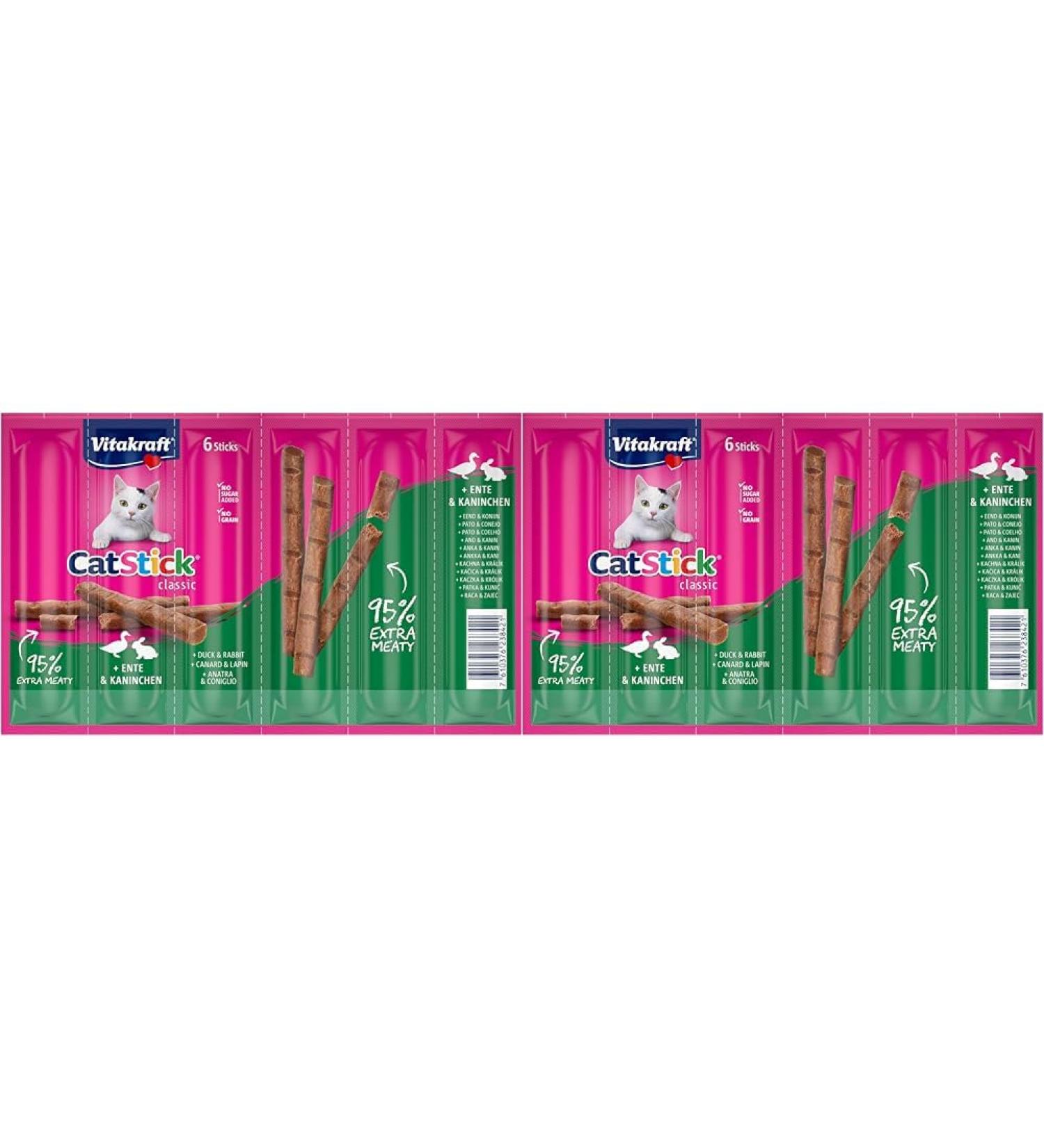 Vita Power Cat Stick Classic - Meaty Duck & Rabbit Snacks for Cats | 12 Mini Sticks (2 Packs of 6) - International Shipping Available - Buy Online on SooperMarket.com