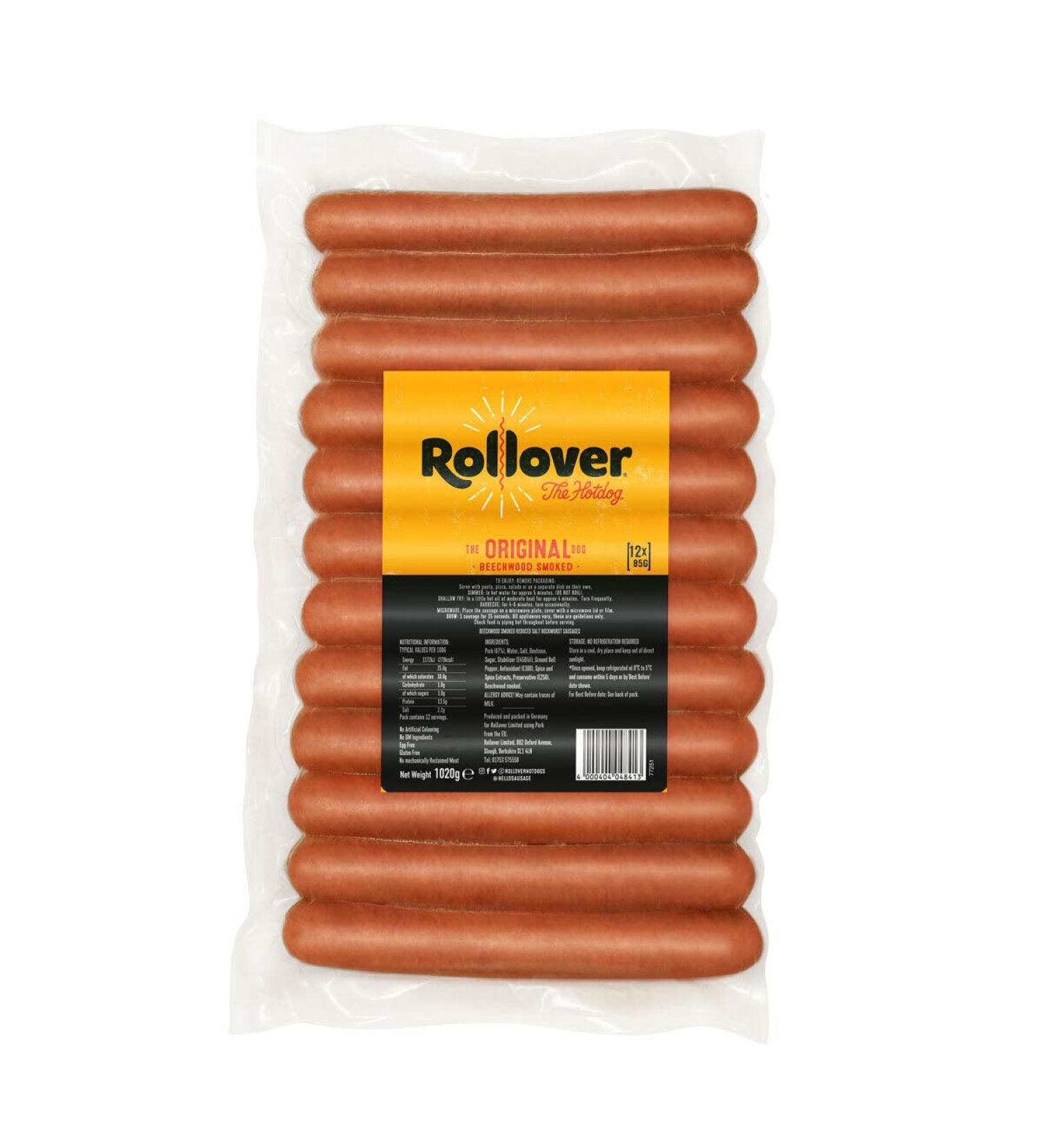 Rollover Hot Dog Original Beechwood Smoked 12 X 85G - Buy Online on SooperMarket.com