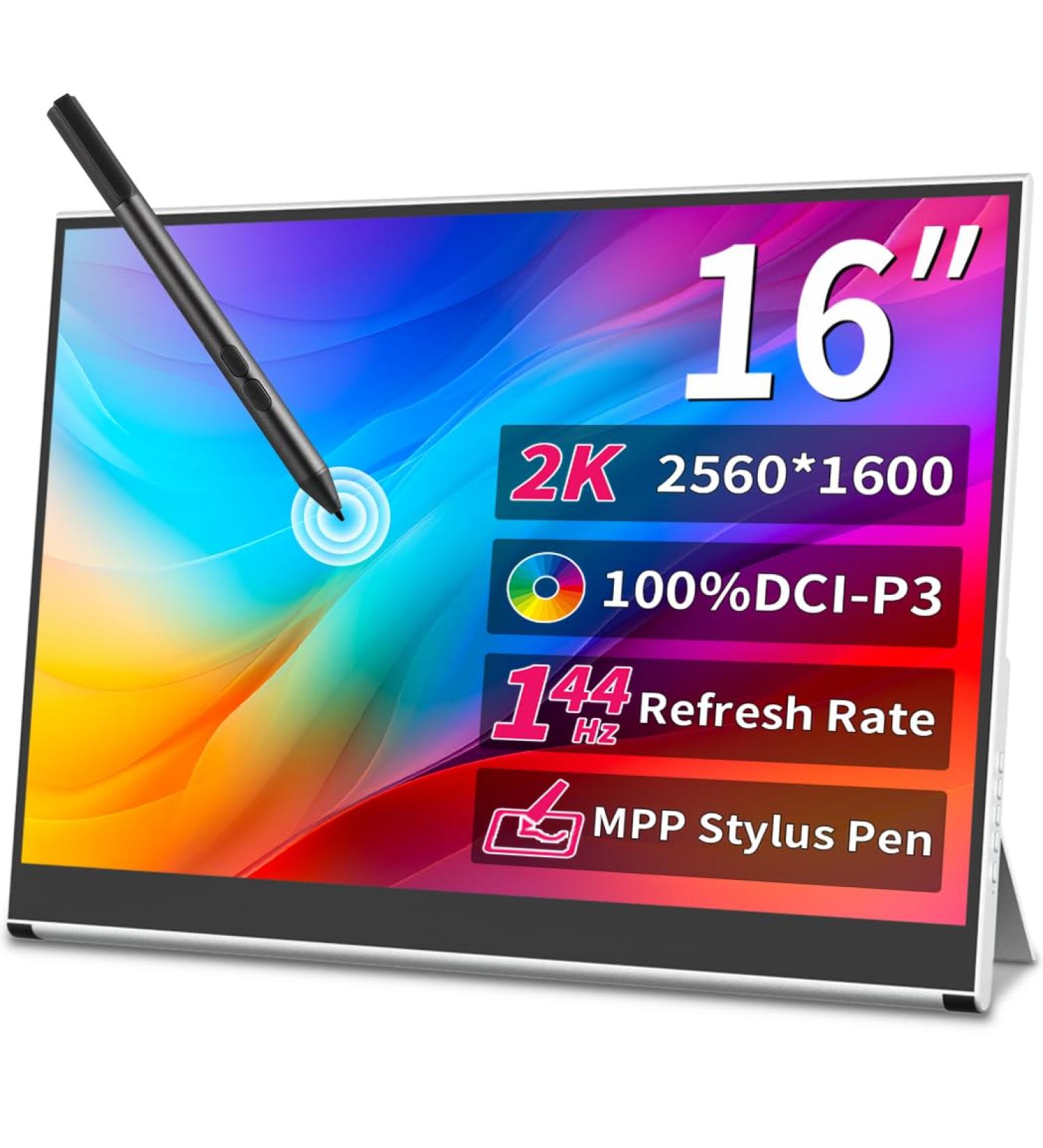 Magedok 16 2K Portable Touchscreen Monitor - 144Hz Gaming HDR 1ms 100% P3 IPS VESA Anti-Glare - Compatible with Laptop Mini PC PS5/4 Xbox - International Shipping Available - Buy Online on SooperMarket.com